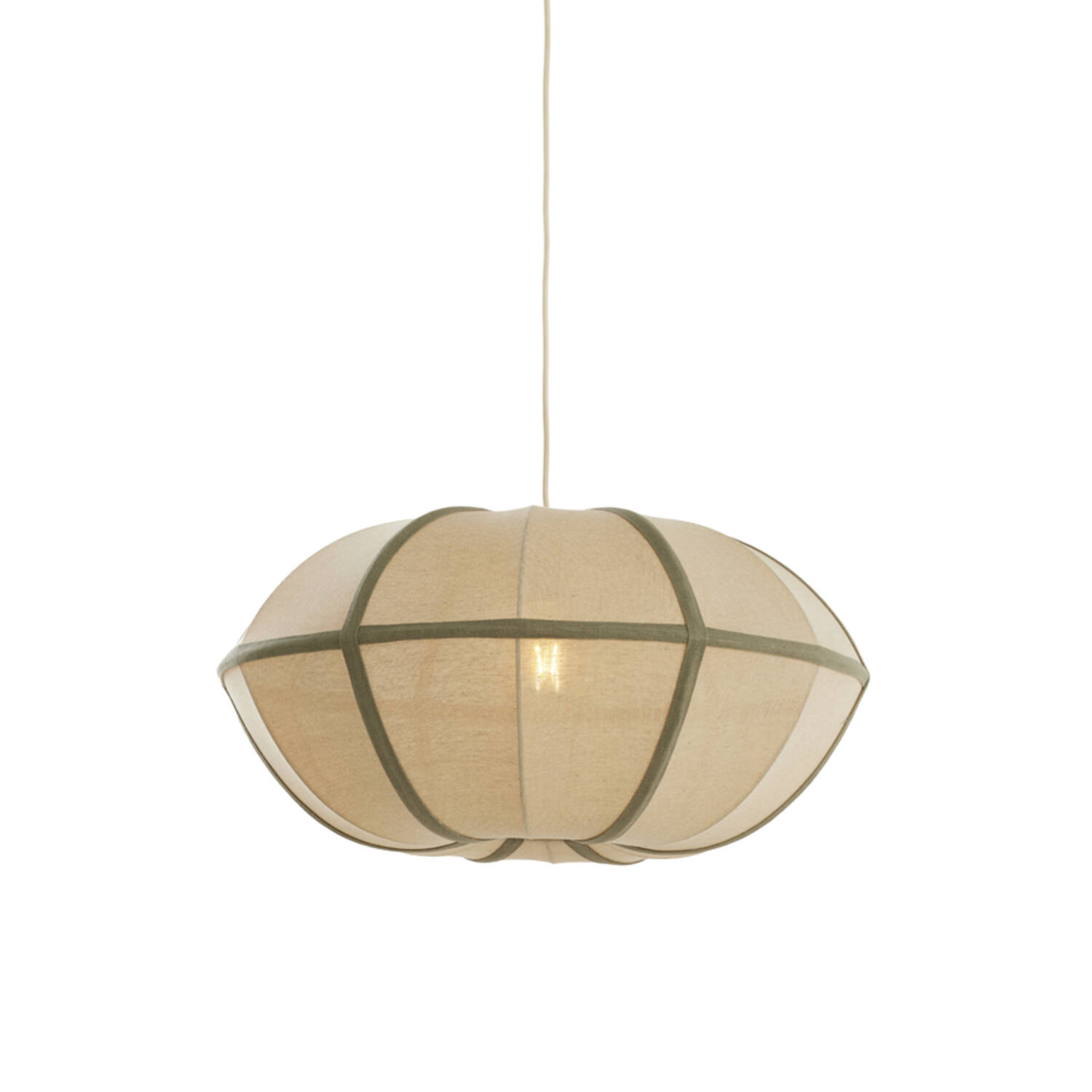Hanging lamp Ø61x30 cm MIRELYS natural+olive green