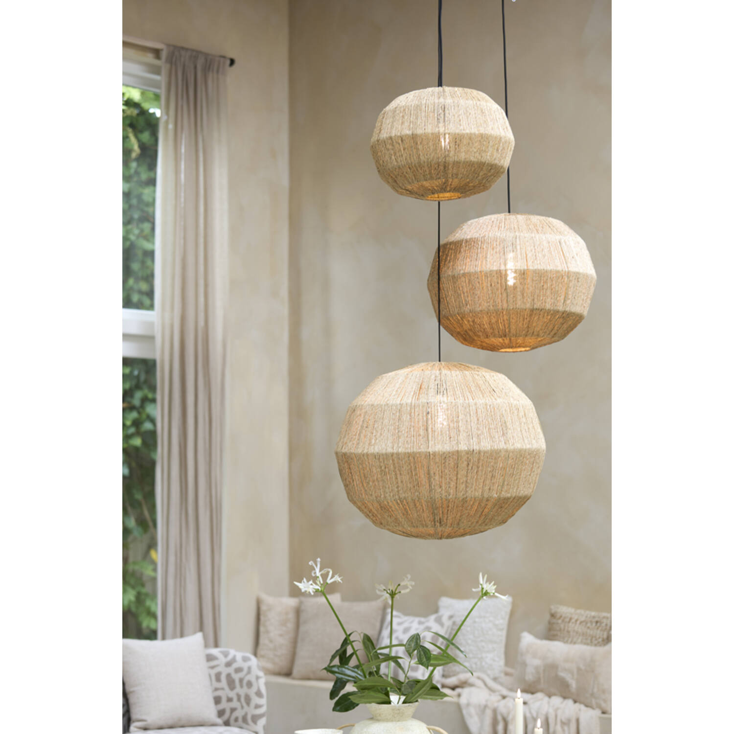 Hanging lamp Ø60x60 cm JUNNA jute natural