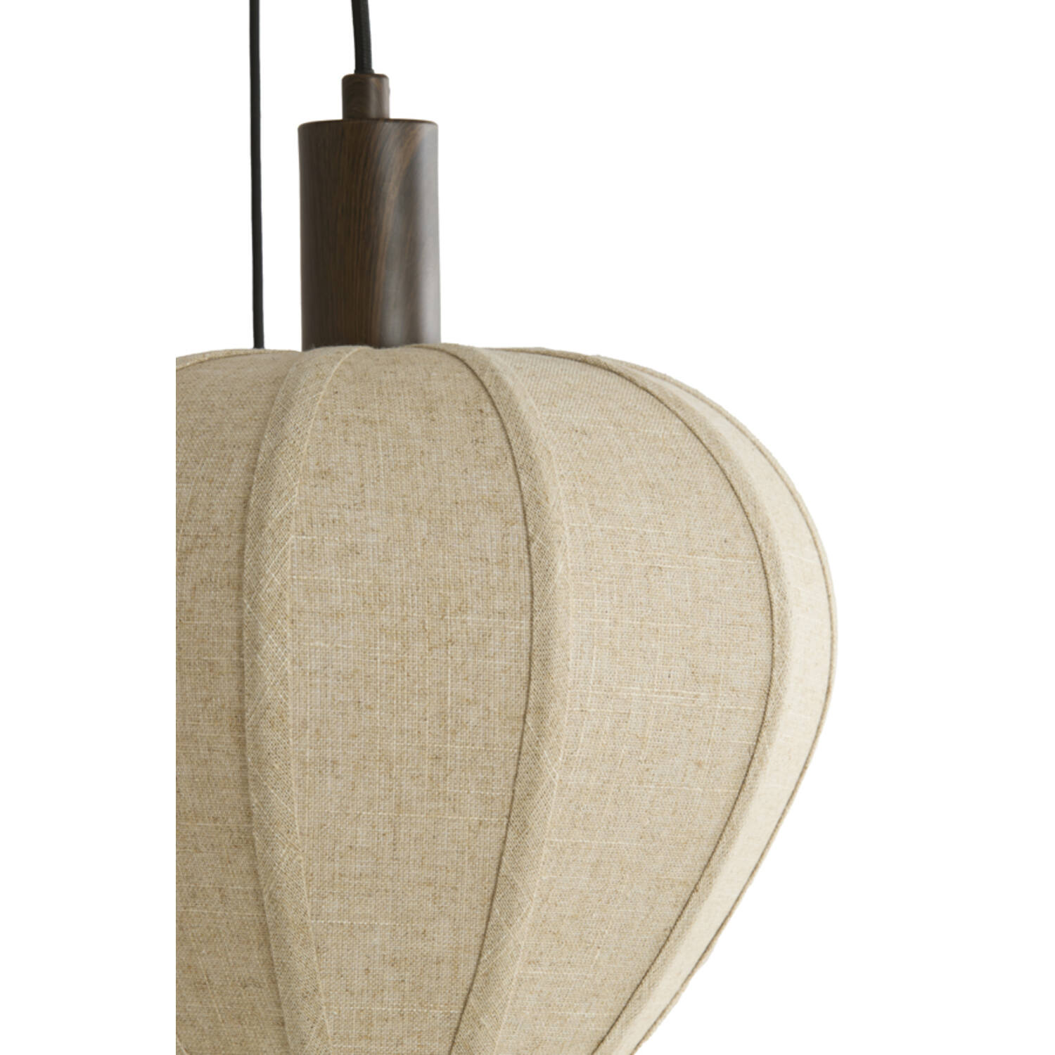 Hanging lamp 5L Ø76x80 cm HUXI wood prnt d brwn+linen nat.