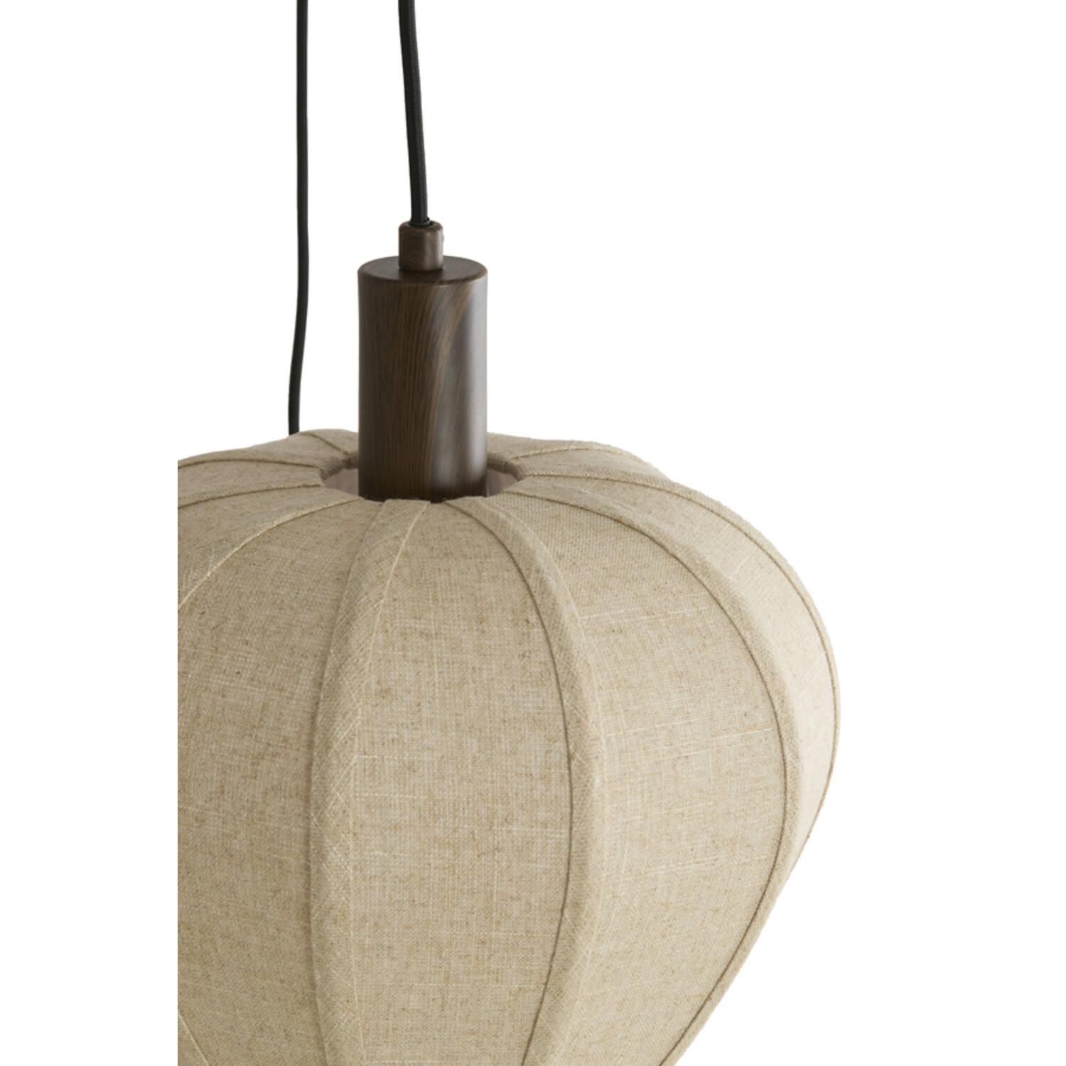 Hanging lamp 5L Ø76x80 cm HUXI wood prnt d brwn+linen nat.