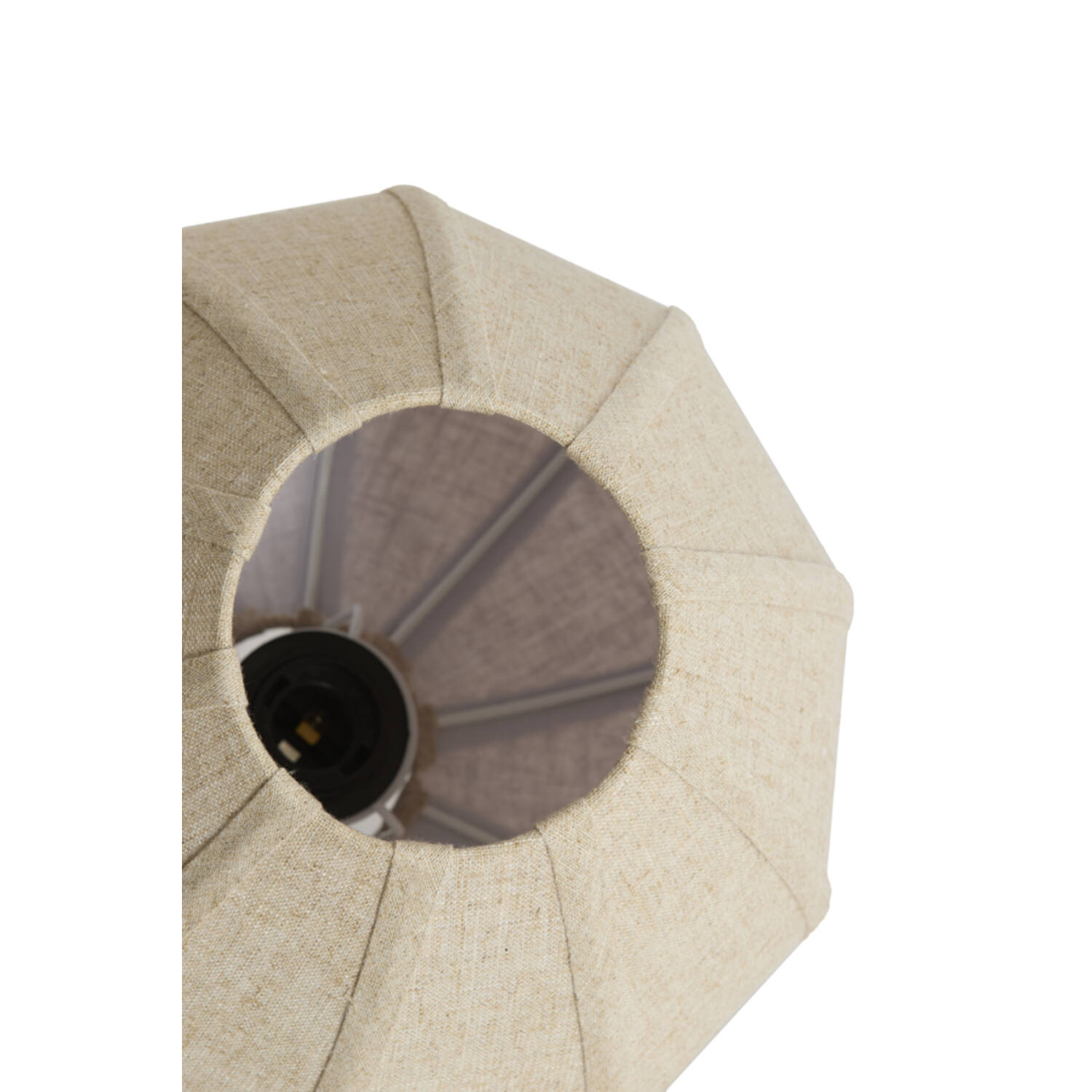 Hanging lamp 5L Ø76x80 cm HUXI wood prnt d brwn+linen nat.