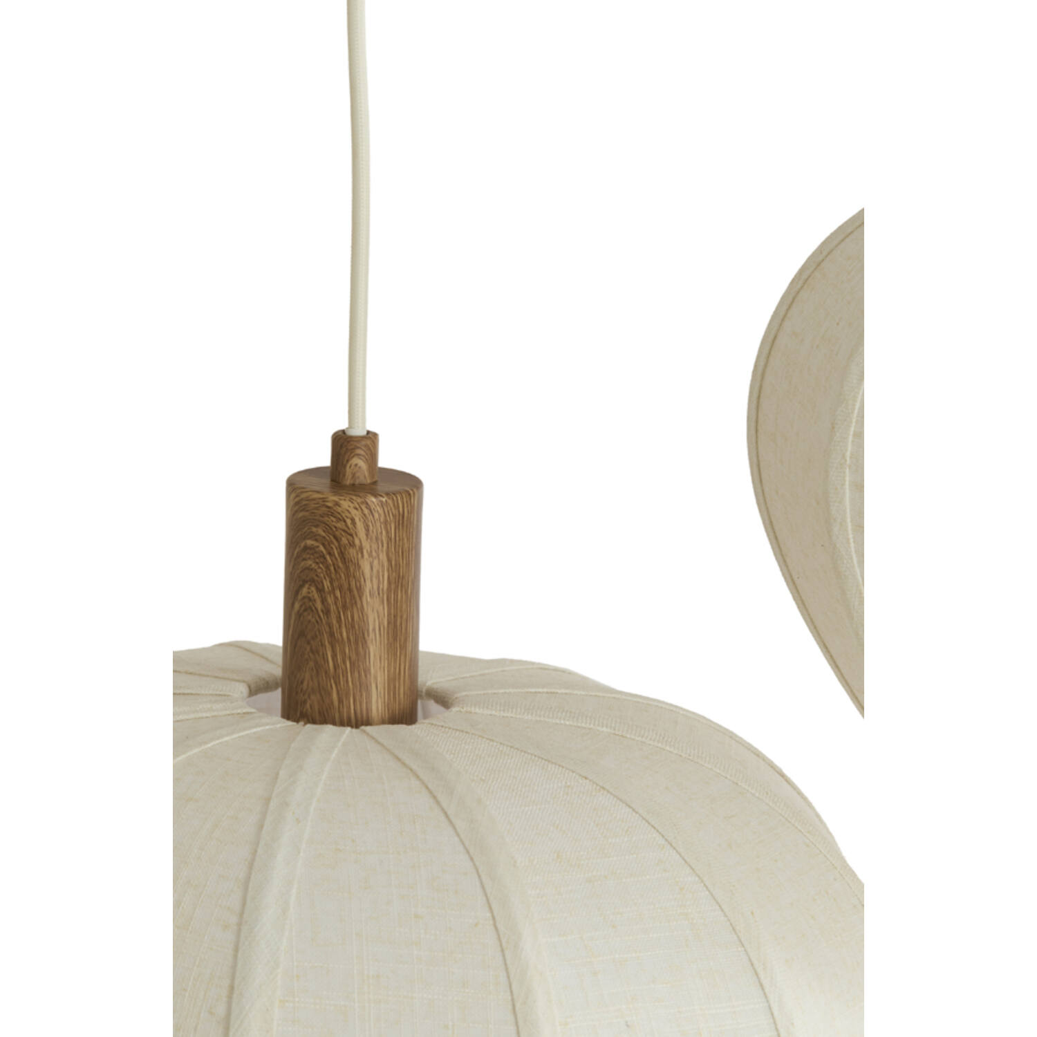 Hanging lamp 10L 144x49x97,5 cm HUXI wood print nat+linn crm