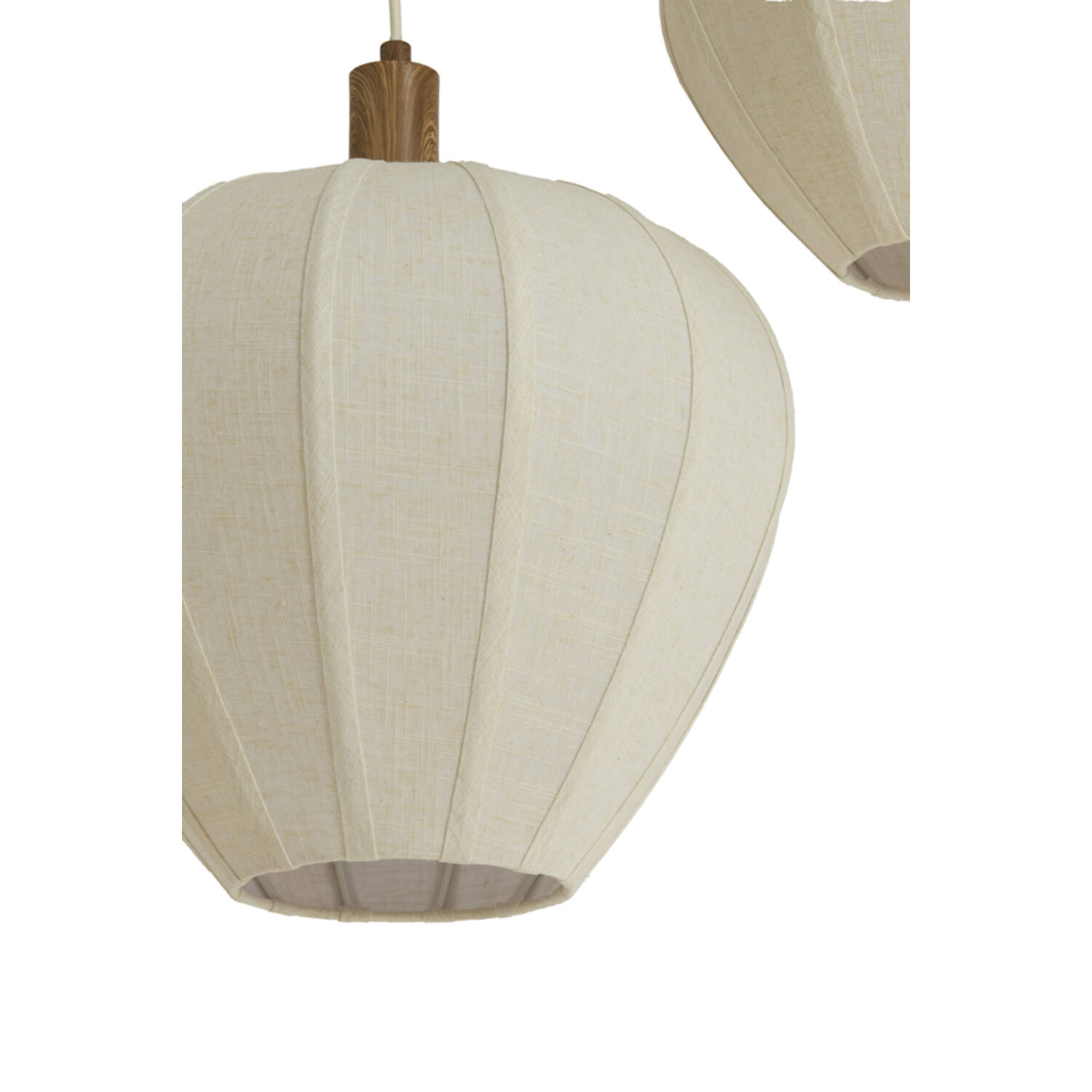 Hanging lamp 10L 144x49x97,5 cm HUXI wood print nat+linn crm