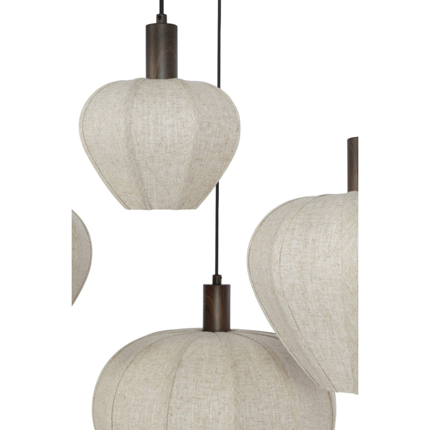 Hanging lamp 10L 144x49x97,5 cm HUXI wood prnt d brn+lin nat