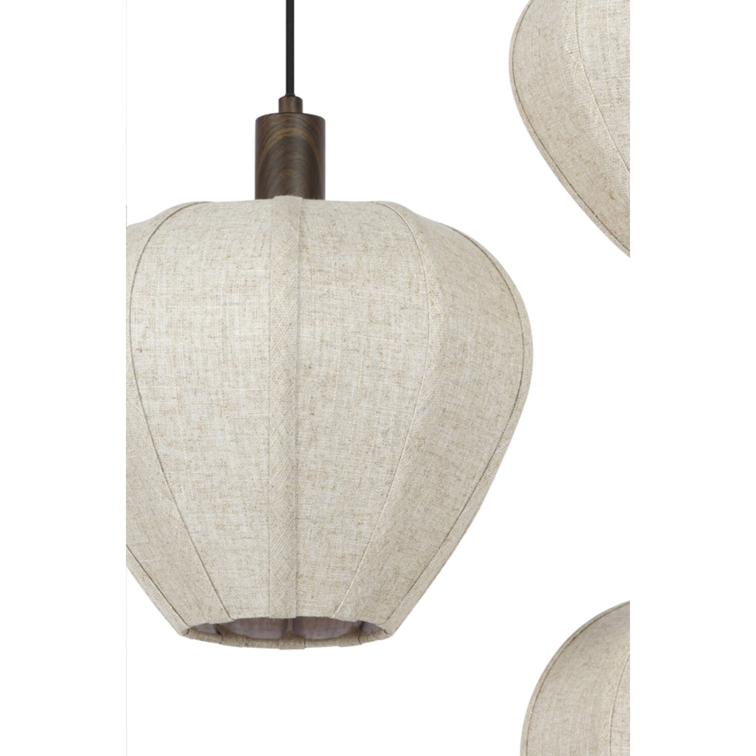 Hanging lamp 10L 144x49x97,5 cm HUXI wood prnt d brn+lin nat
