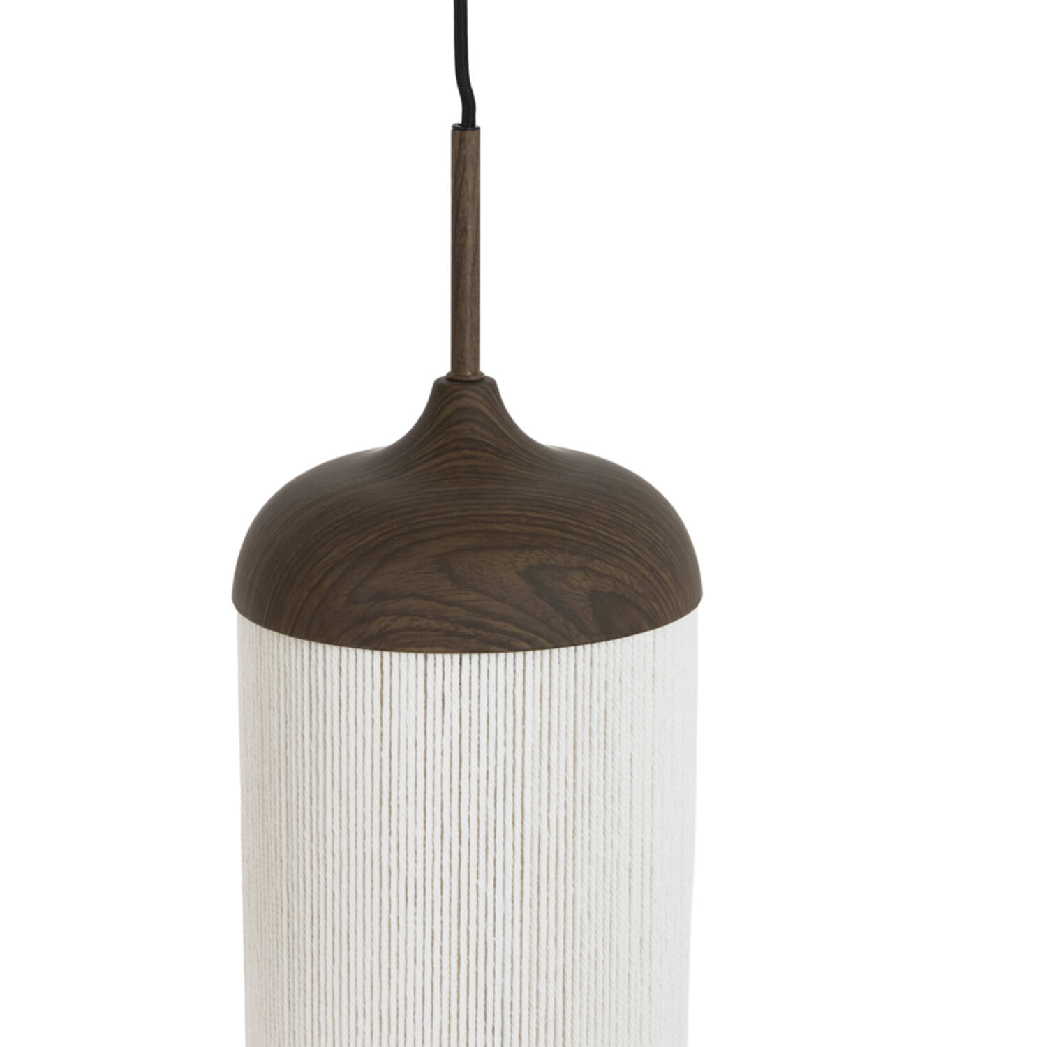 Hanging lamp 5L 117x10x27 cm DANIA wood prnt d brwn+rope crm