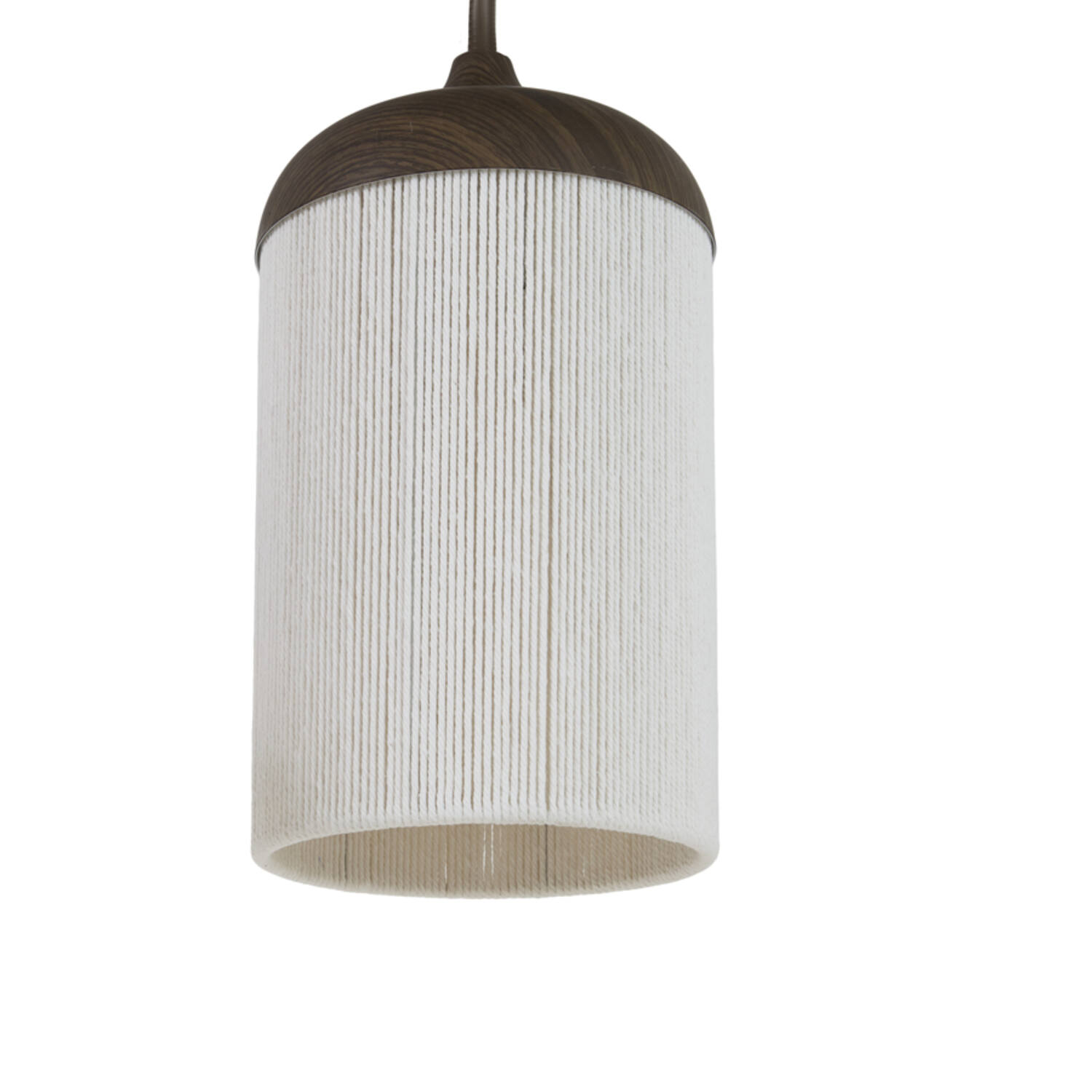 Hanging lamp 5L 117x10x27 cm DANIA wood prnt d brwn+rope crm
