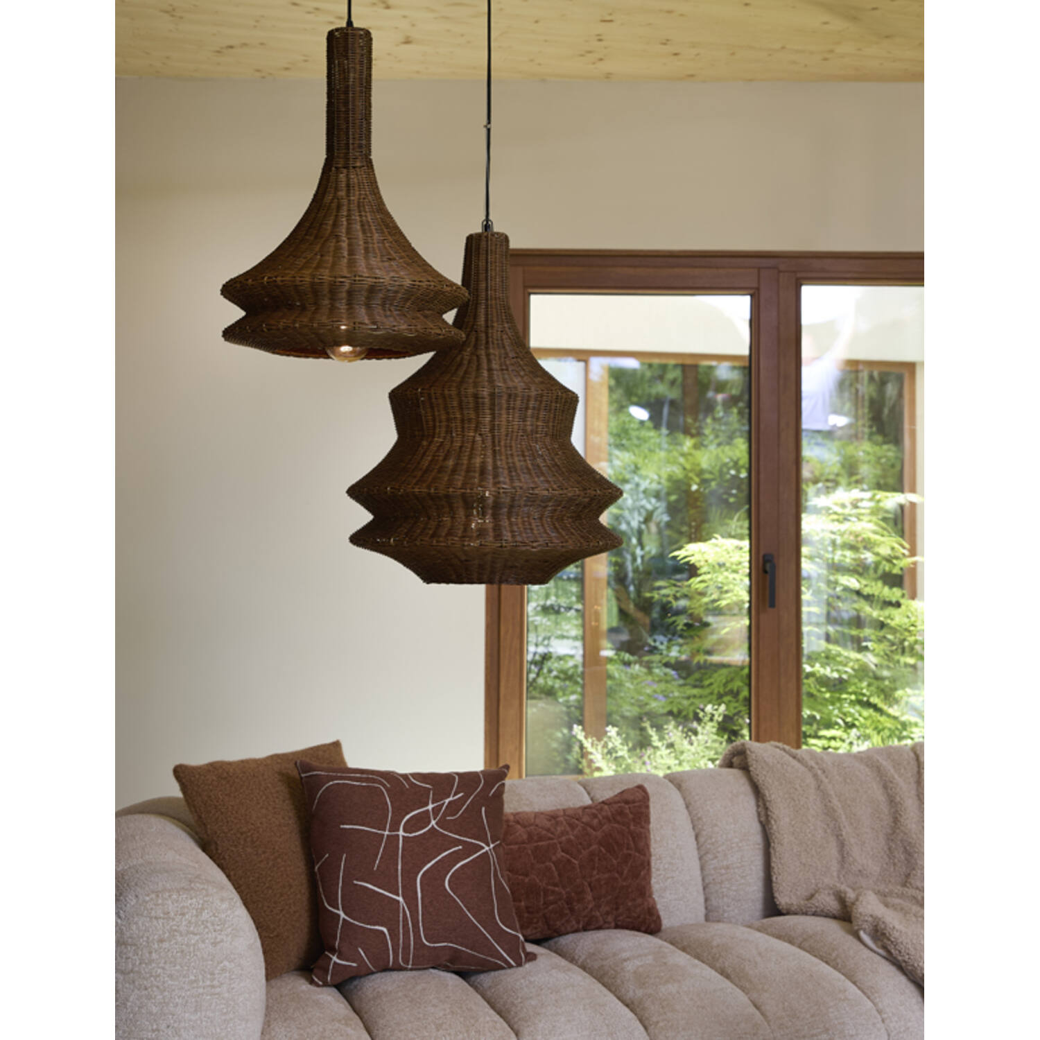Hanging lamp Ø42,5x56 cm NEMZOR rattan brown