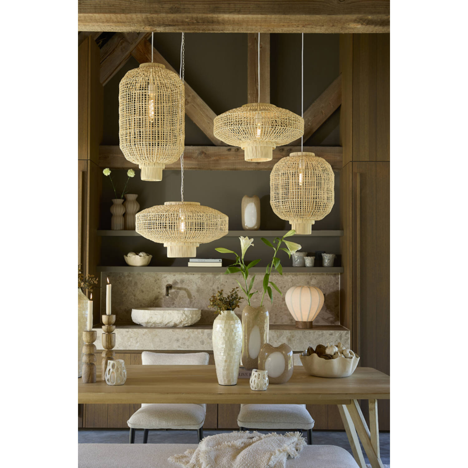 Hanging lamp Ø37x64,5 cm DORZAN rattan natural