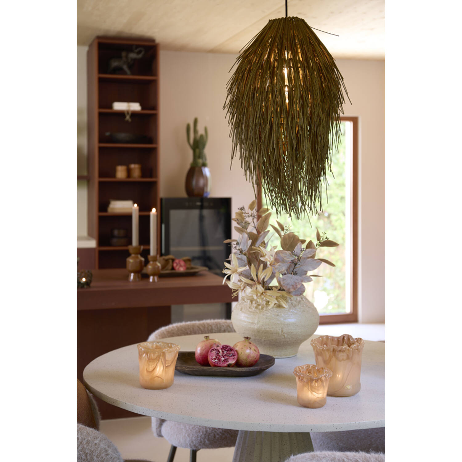 Hanging lamp Ø45x60 cm ARISCO rattan dark brown