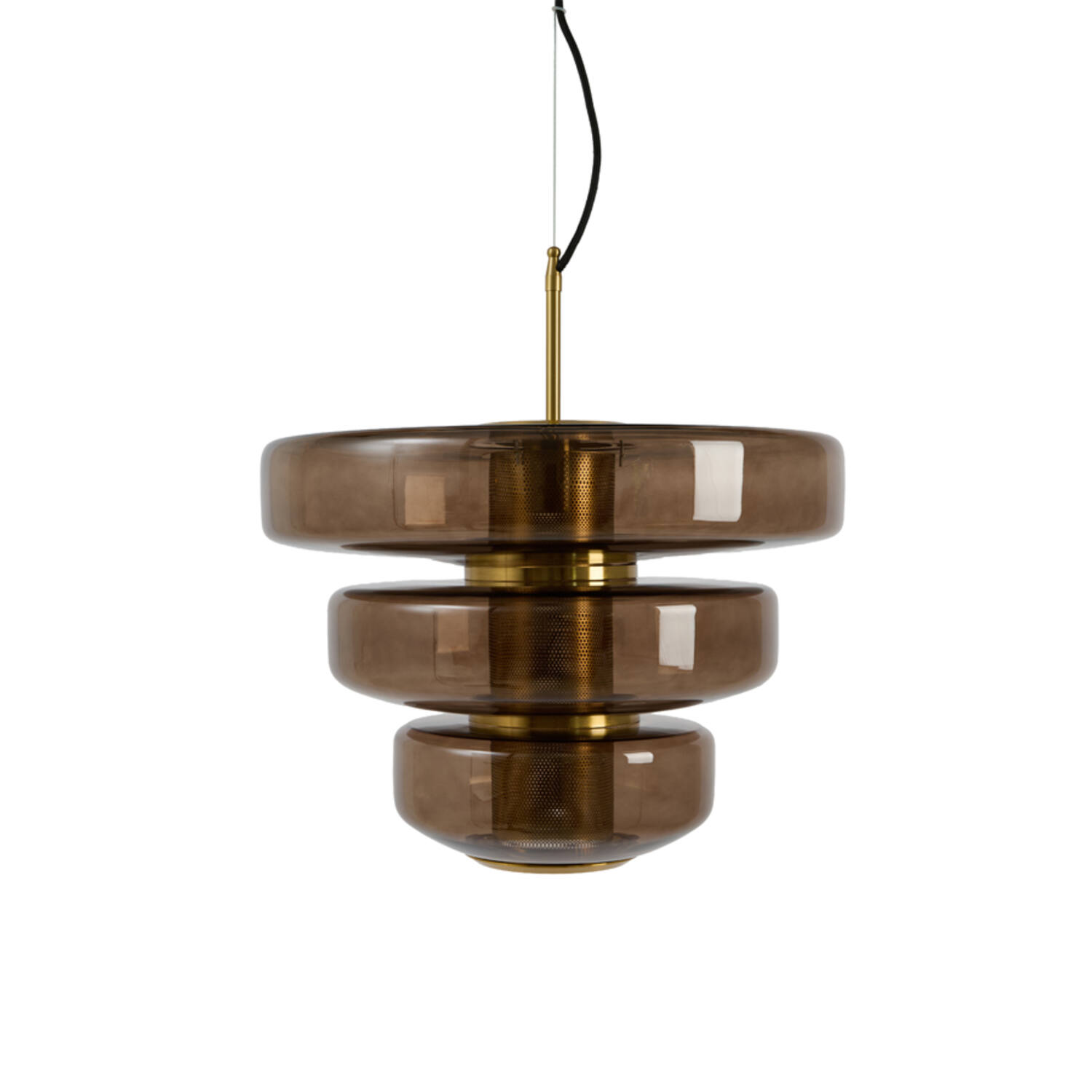 Hanging lamp Ø40x30 cm MEYARA glass brown+gold