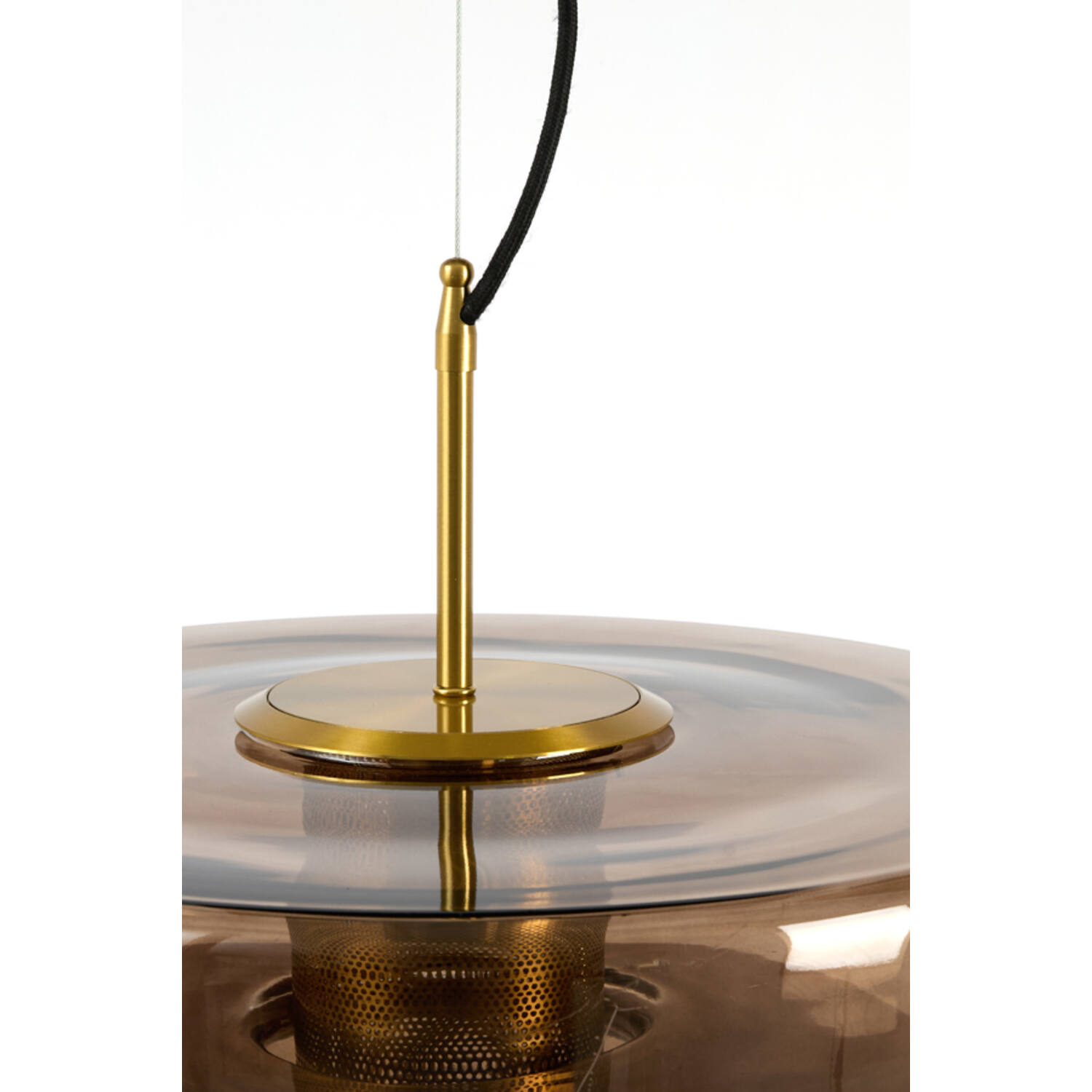Hanging lamp Ø40x30 cm MEYARA glass brown+gold