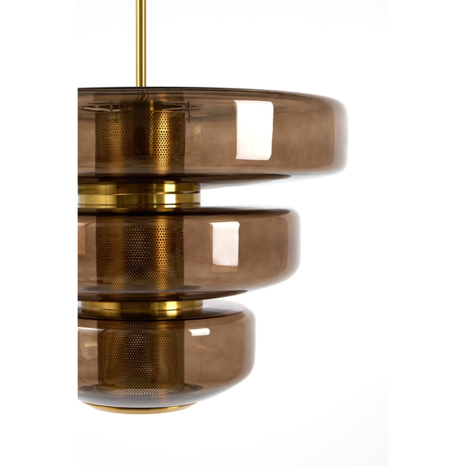 Hanging lamp Ø40x30 cm MEYARA glass brown+gold