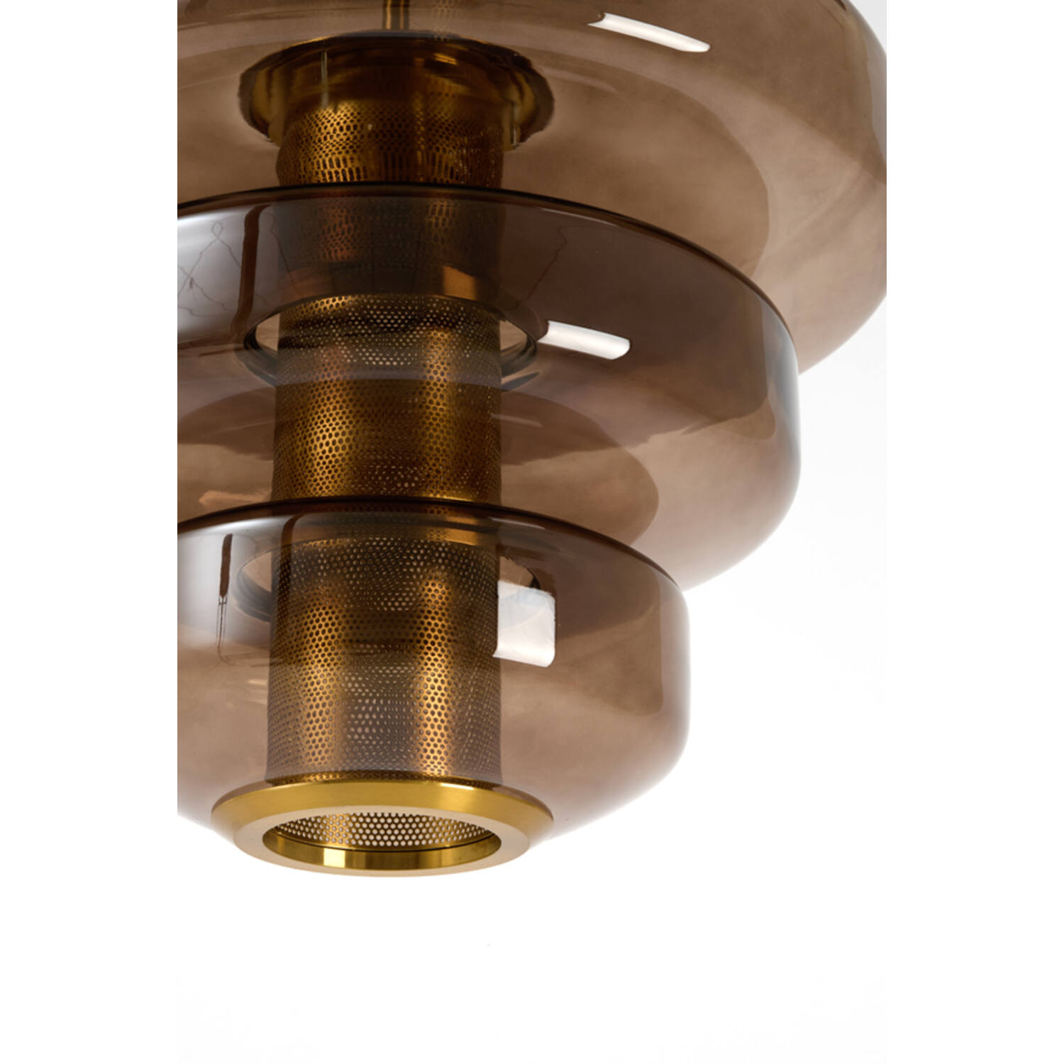 Hanging lamp Ø40x30 cm MEYARA glass brown+gold