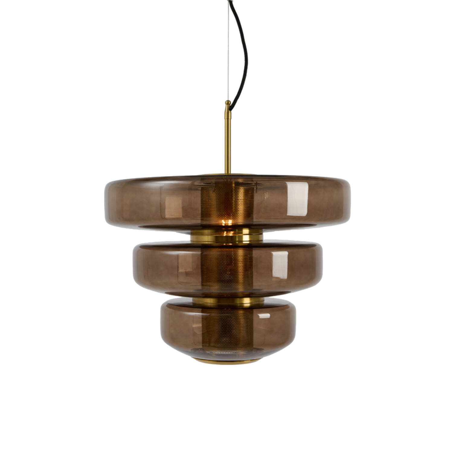 Hanging lamp Ø40x30 cm MEYARA glass brown+gold