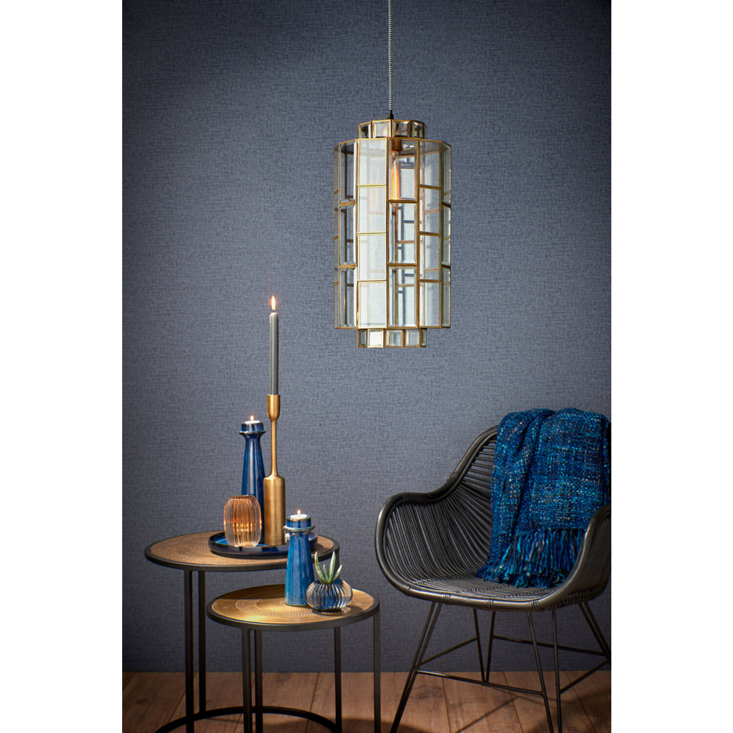 Hanging lamp Ø24x45 cm SØSTRENE antique bronze+glass
