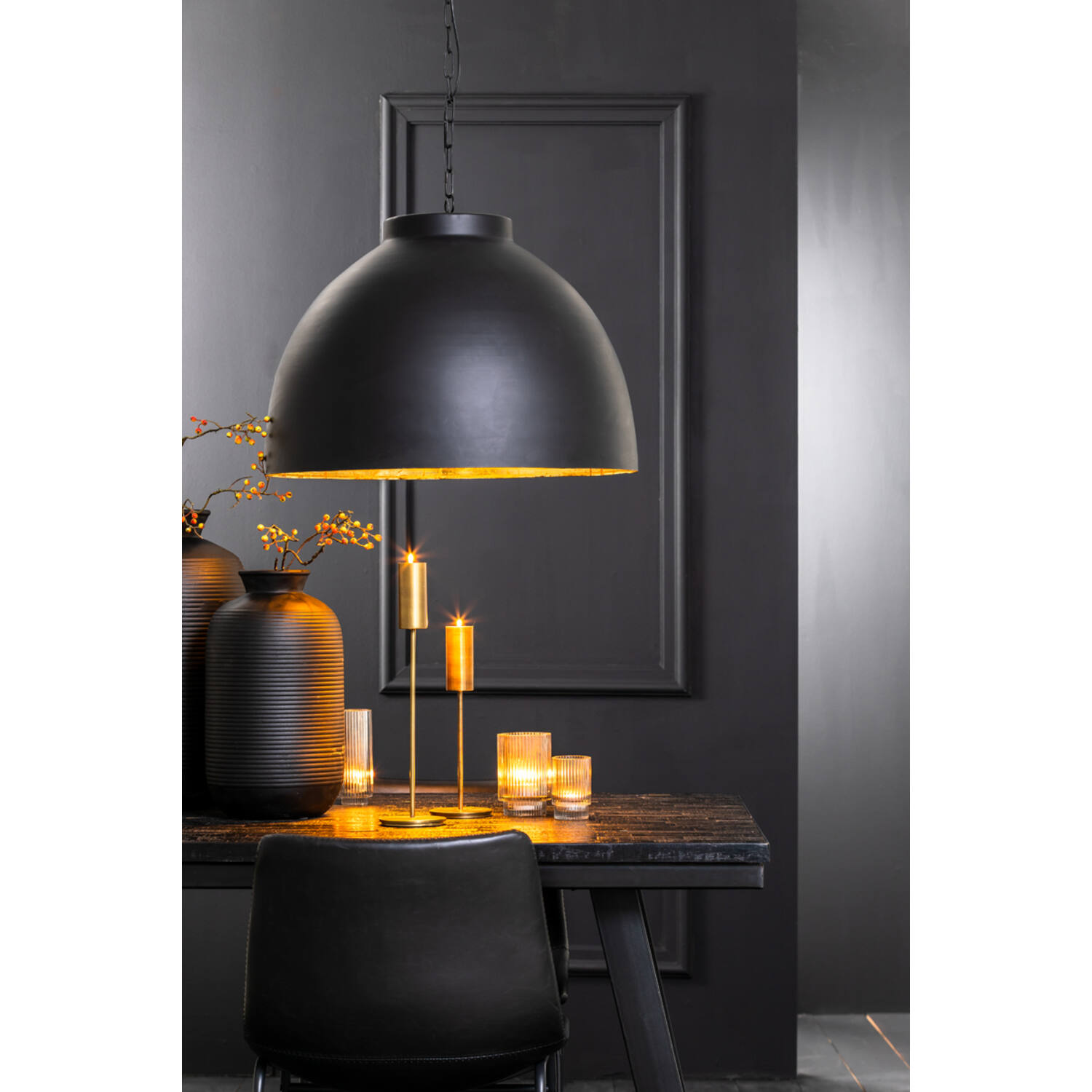 Hanging lamp Ø60x42 cm KYLIE black-gold