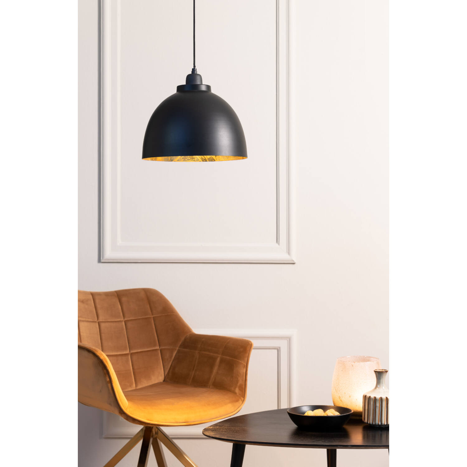 Hanging lamp Ø30x26 cm KYLIE black-gold