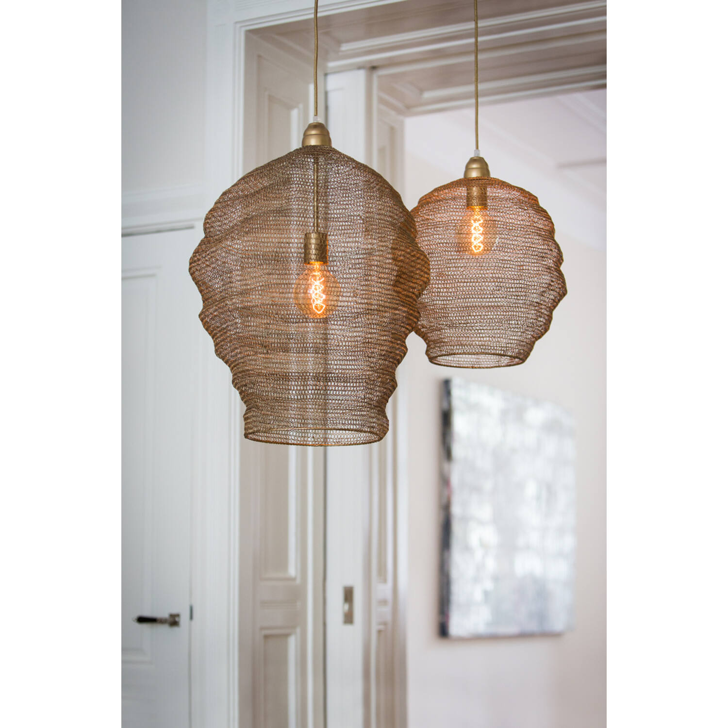 Hanglamp Ø45x60 cm NIKKI gaas antiek brons
