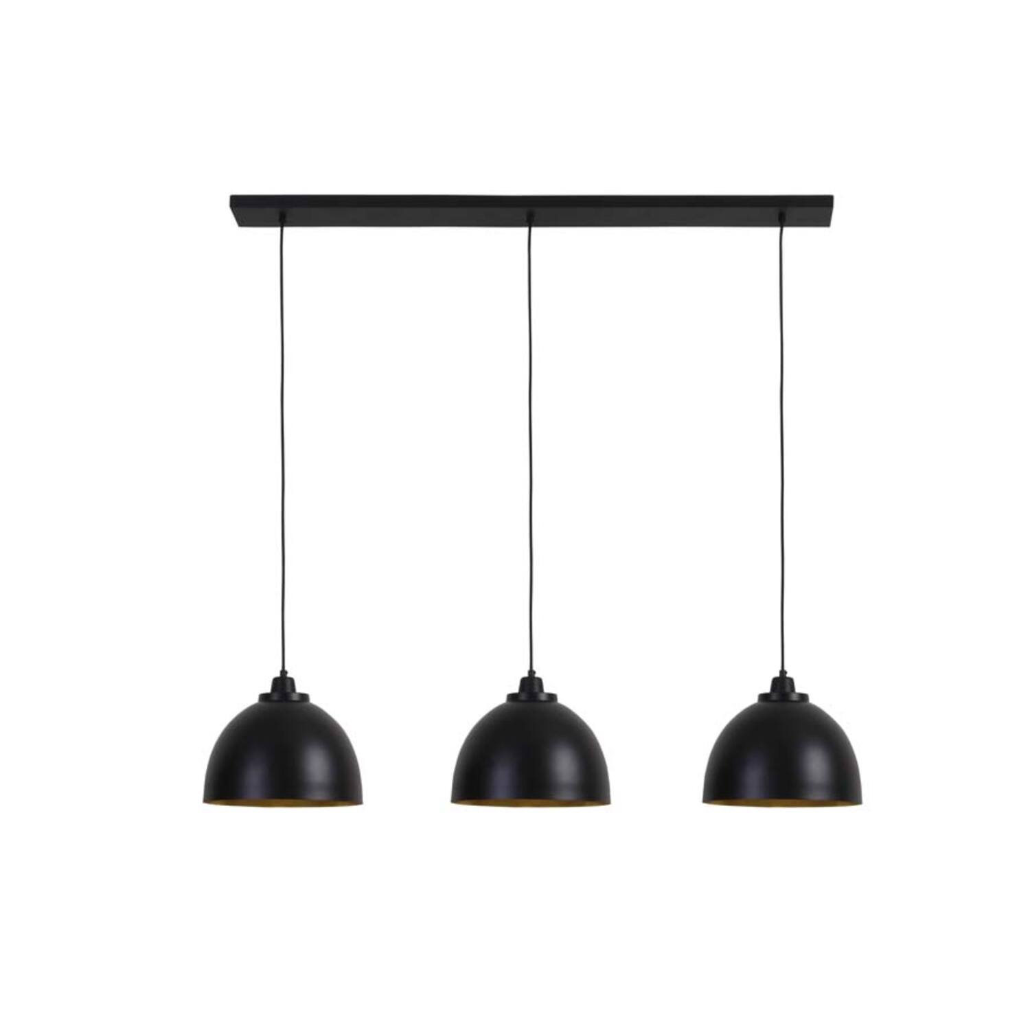 Hanglamp 3L 135x30x26 cm KYLIE mat zwart-goud