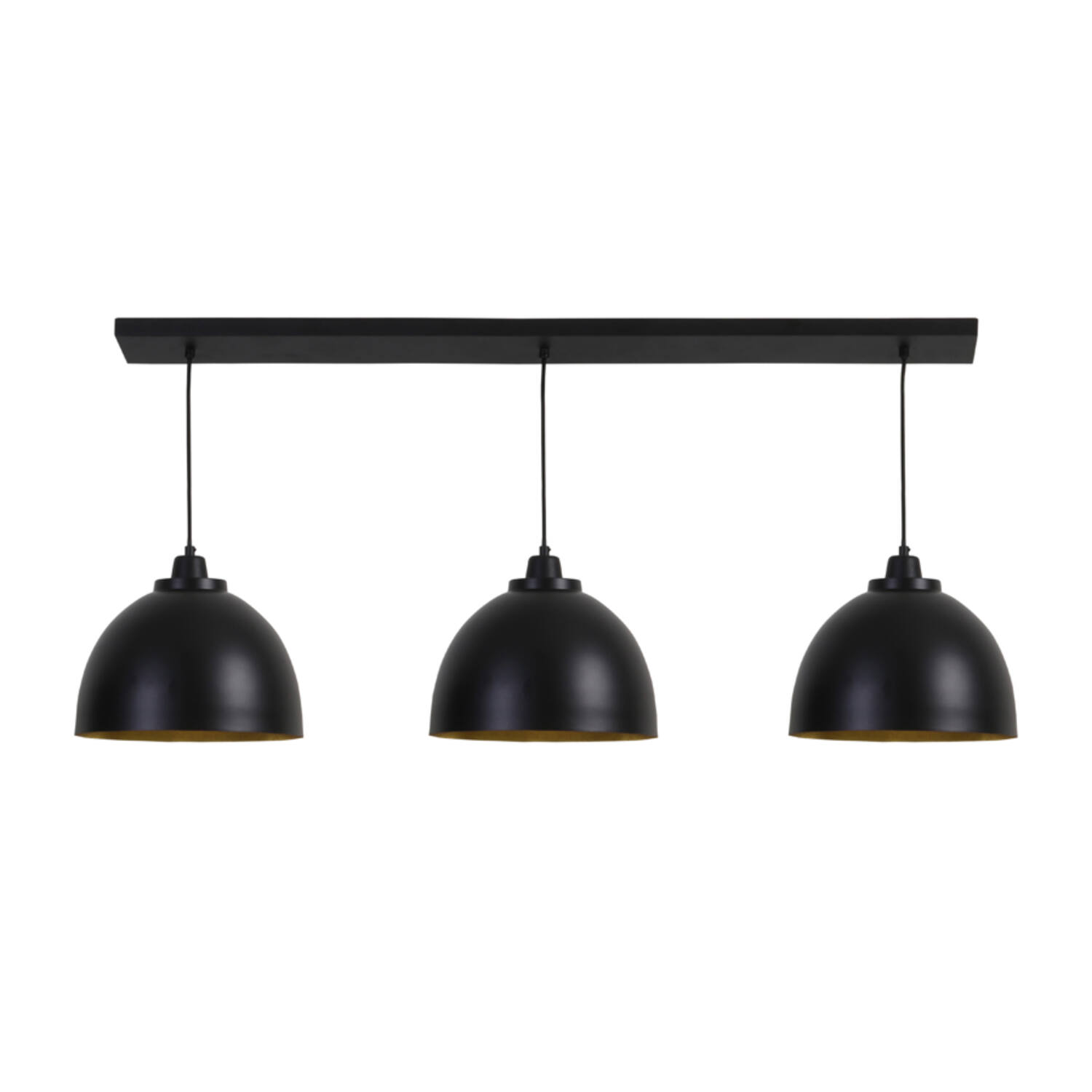 Hanglamp 3L 135x30x26 cm KYLIE mat zwart-goud