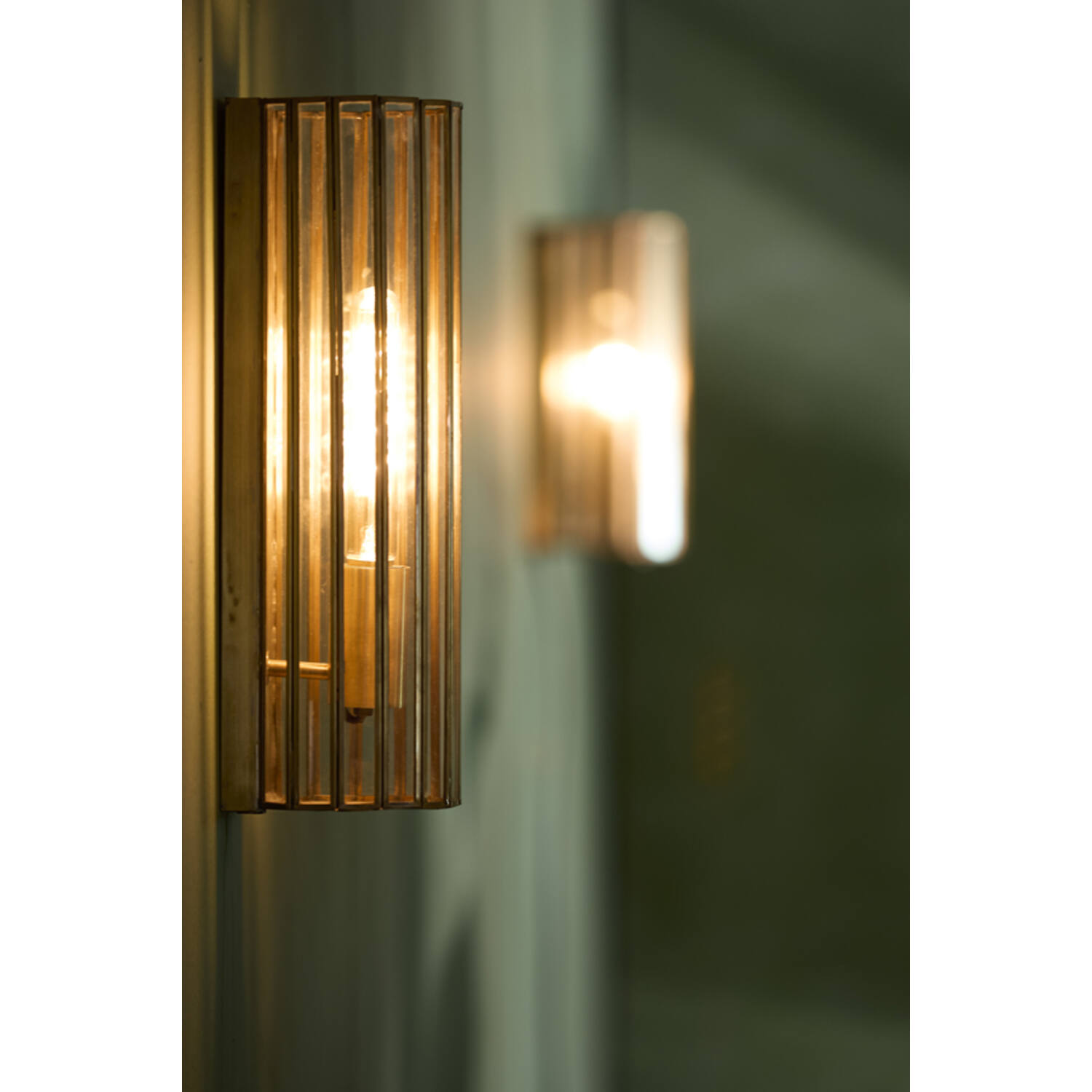 Wandlamp 13x13x41 cm STRØBY antiek brons+glas