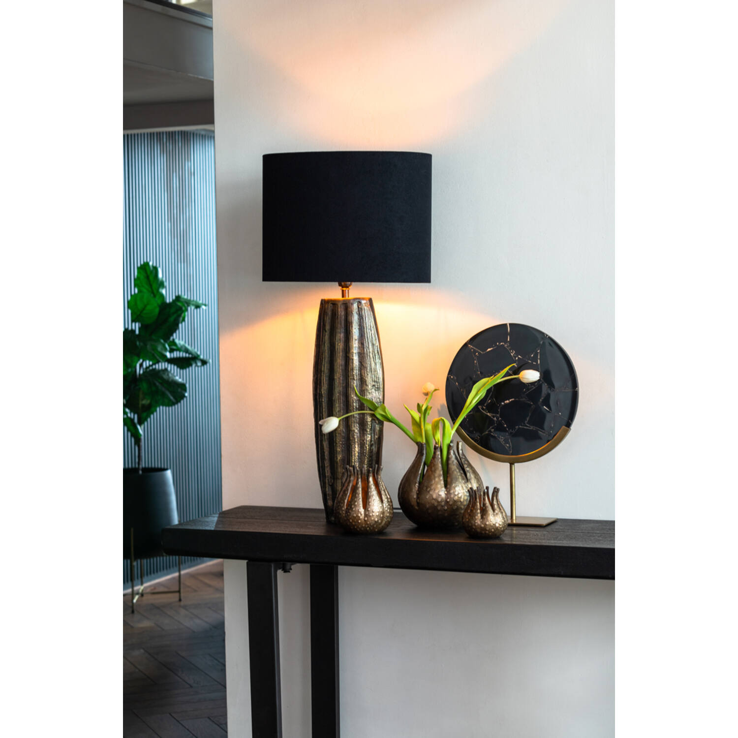 Shade oval straight slim 30-15-25 cm VELOURS black-taupe