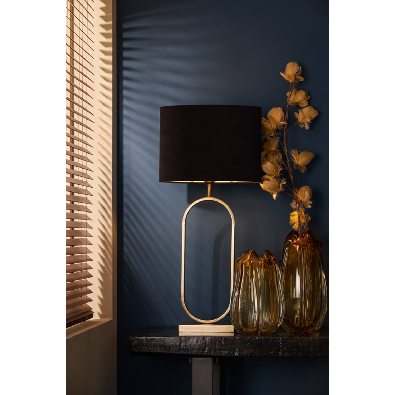 Shade oval straight slim 38-17,5-28 cm VELOURS black-taupe
