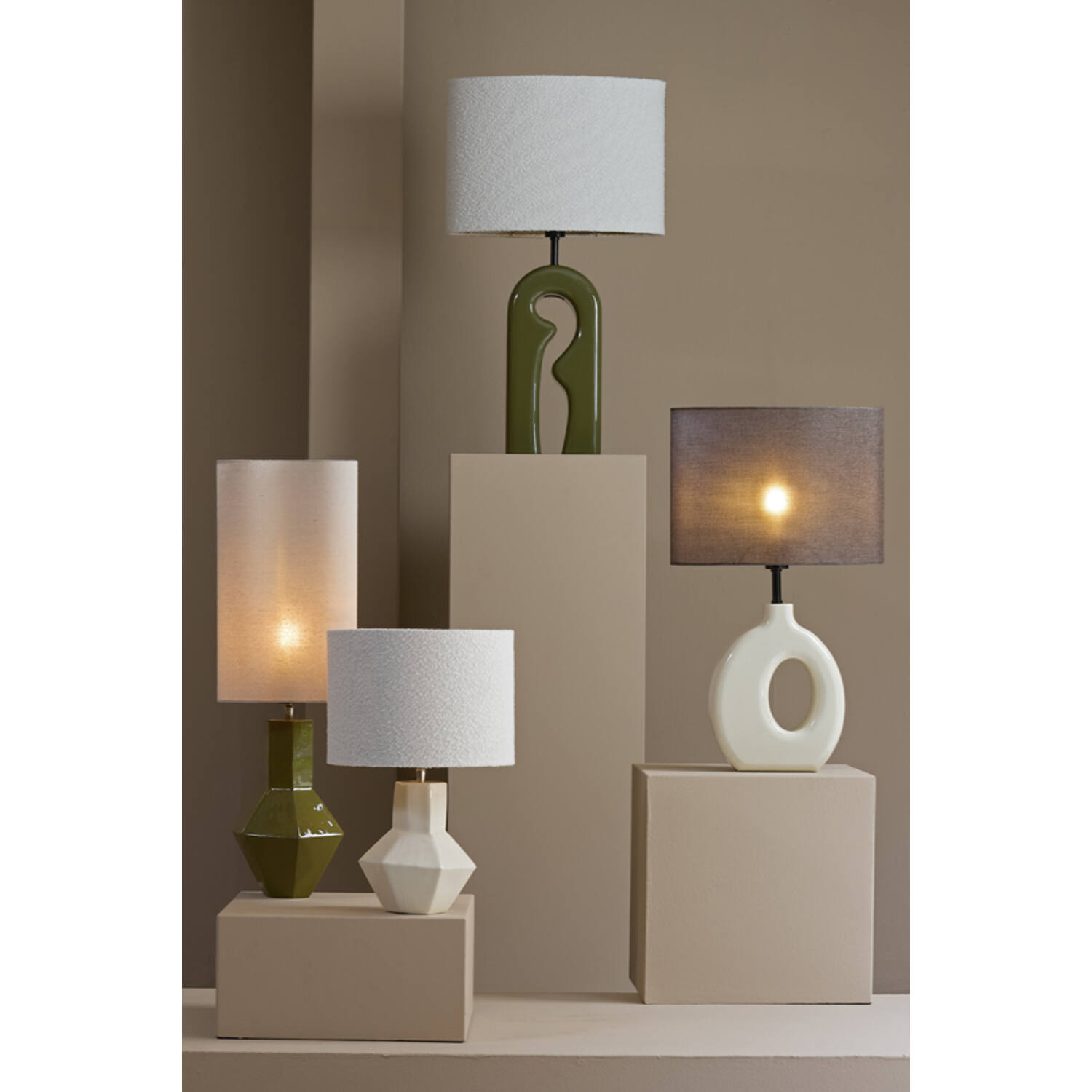 Shade cylinder 30-30-21 cm BOUCLE white