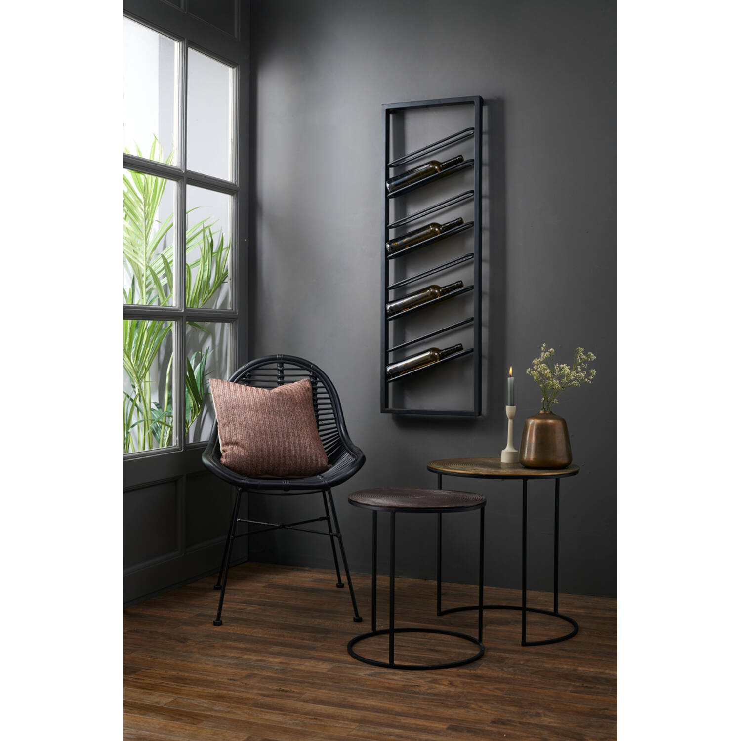 Wine rack 8 bottles 40x7x120 cm AMORE matt black