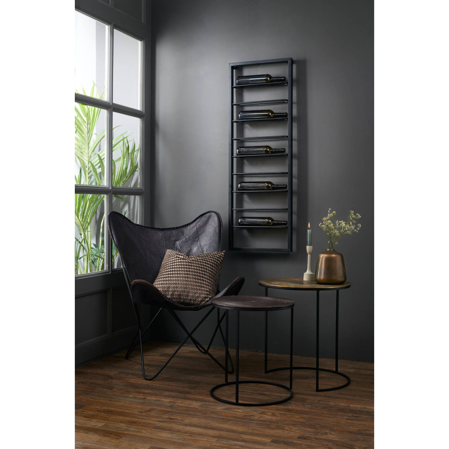 Wine rack 9 bottles 42x8x120 cm AMORE matt black