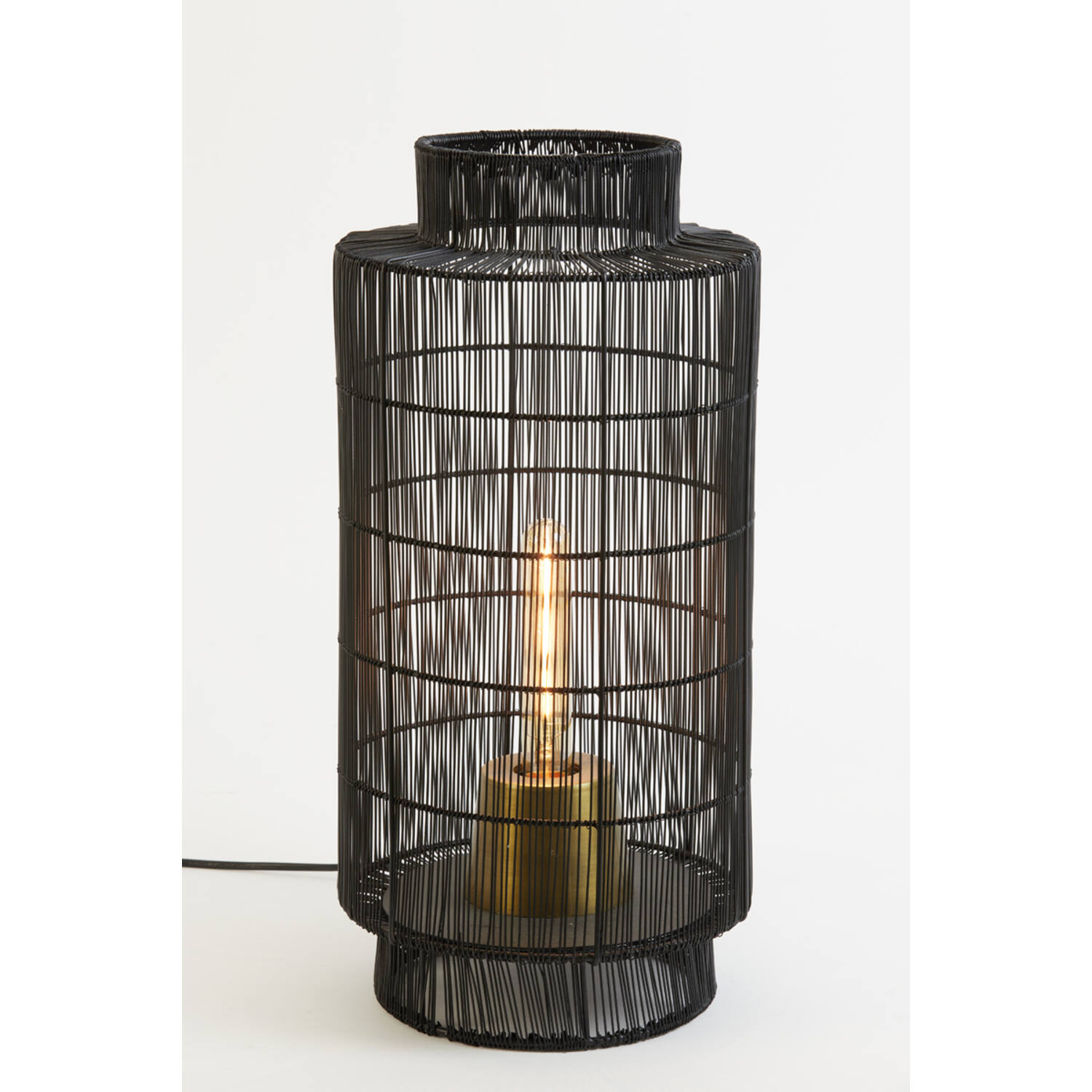 Tafellamp lantaarn Ø24x52 cm GRUARO draad zwart-antiek brons