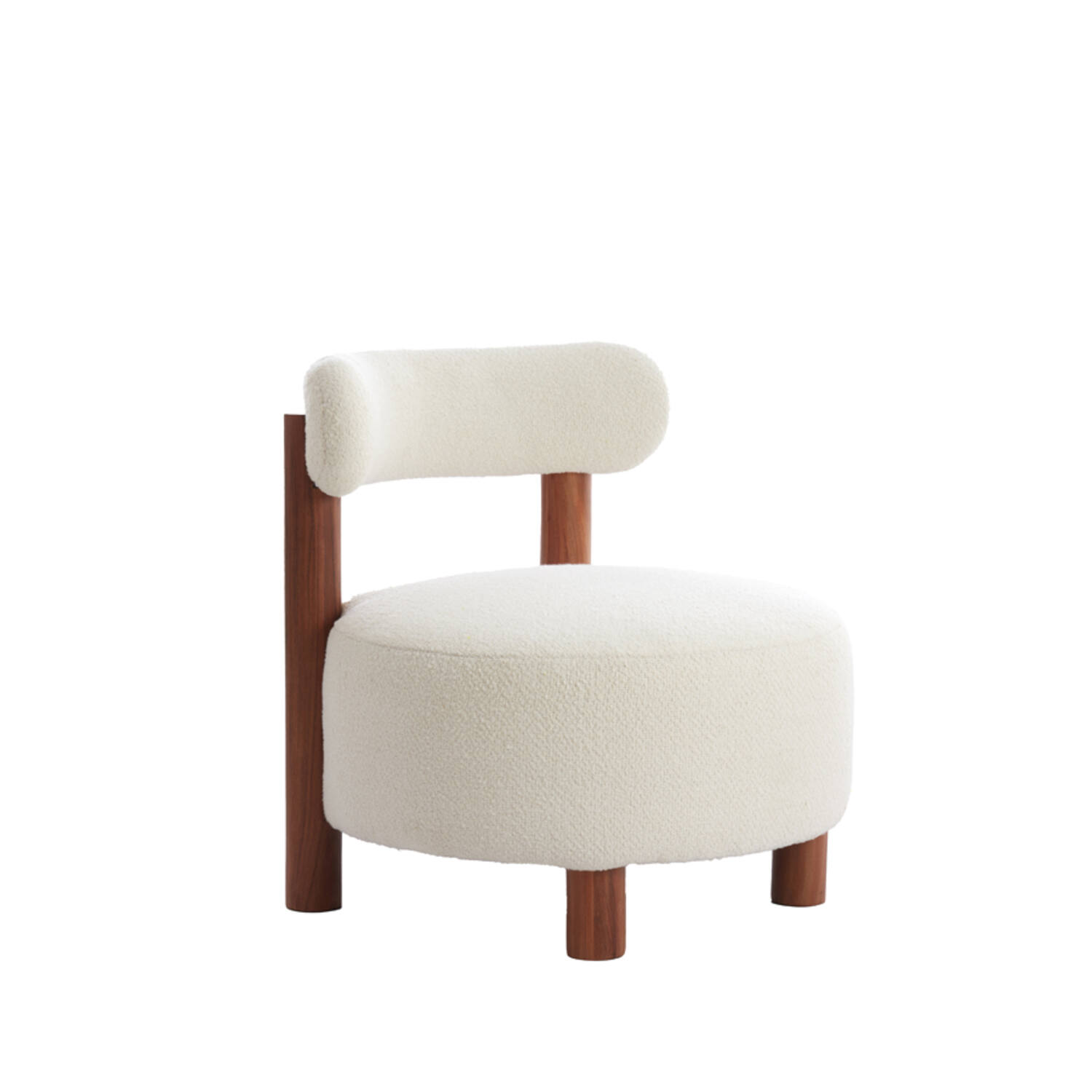 Stoel Ø74x74 cm FERENTINO acacia hout naturel+bouclé crème