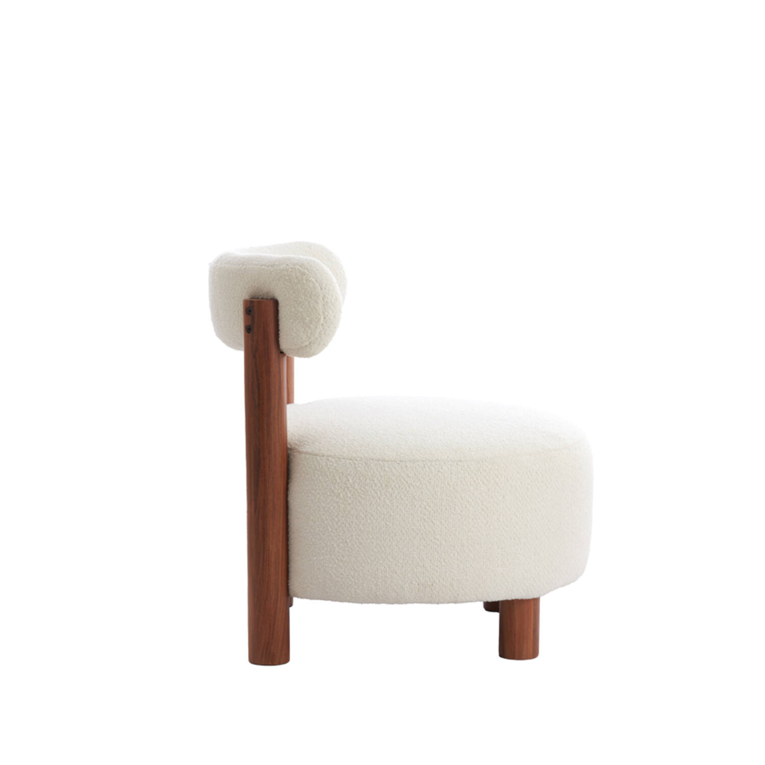 Stoel Ø74x74 cm FERENTINO acacia hout naturel+bouclé crème