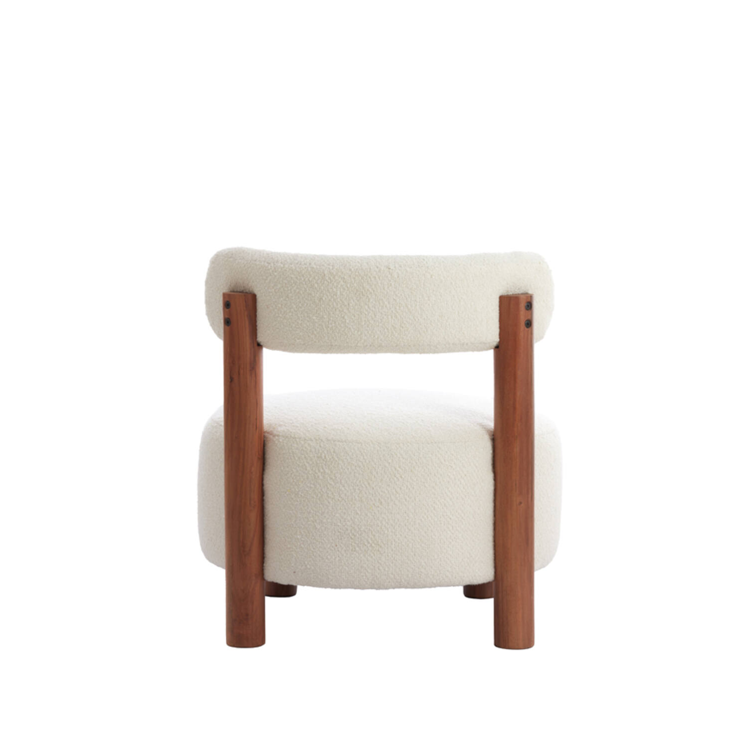 Stoel Ø74x74 cm FERENTINO acacia hout naturel+bouclé crème