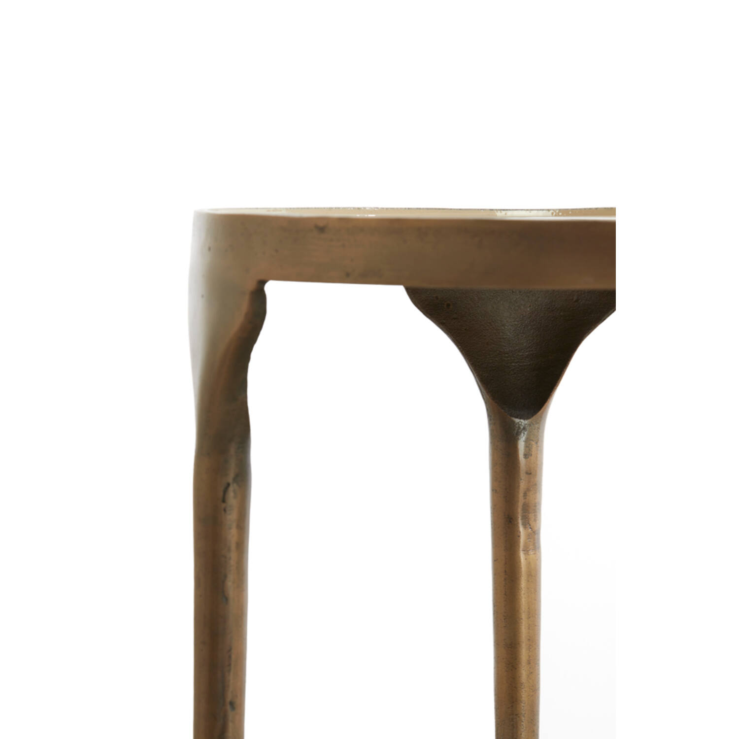 Bijzettafel S/2 Ø49,5x36+Ø85x45 cm LAPAZ antiek brons+taupe