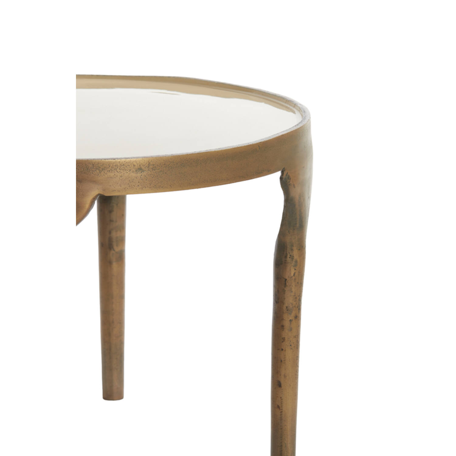 Bijzettafel S/2 Ø49,5x36+Ø85x45 cm LAPAZ antiek brons+taupe