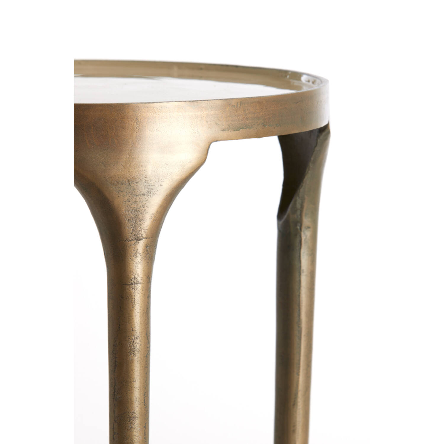 Bijzettafel S/2 Ø49,5x36+Ø85x45 cm LAPAZ antiek brons+taupe