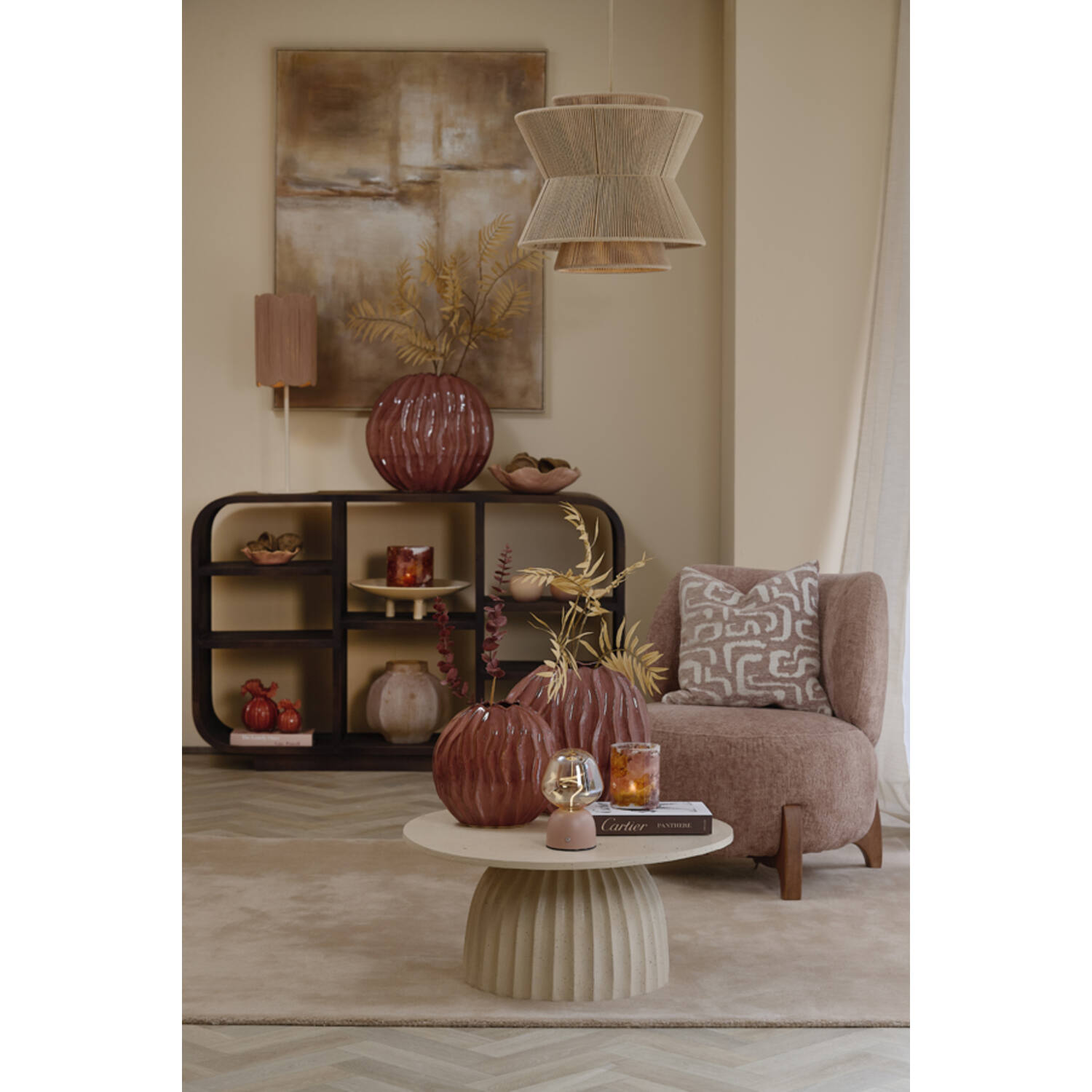 Coffee table Ø70x33,5 cm VEGLIA mat sand+light brown spotted