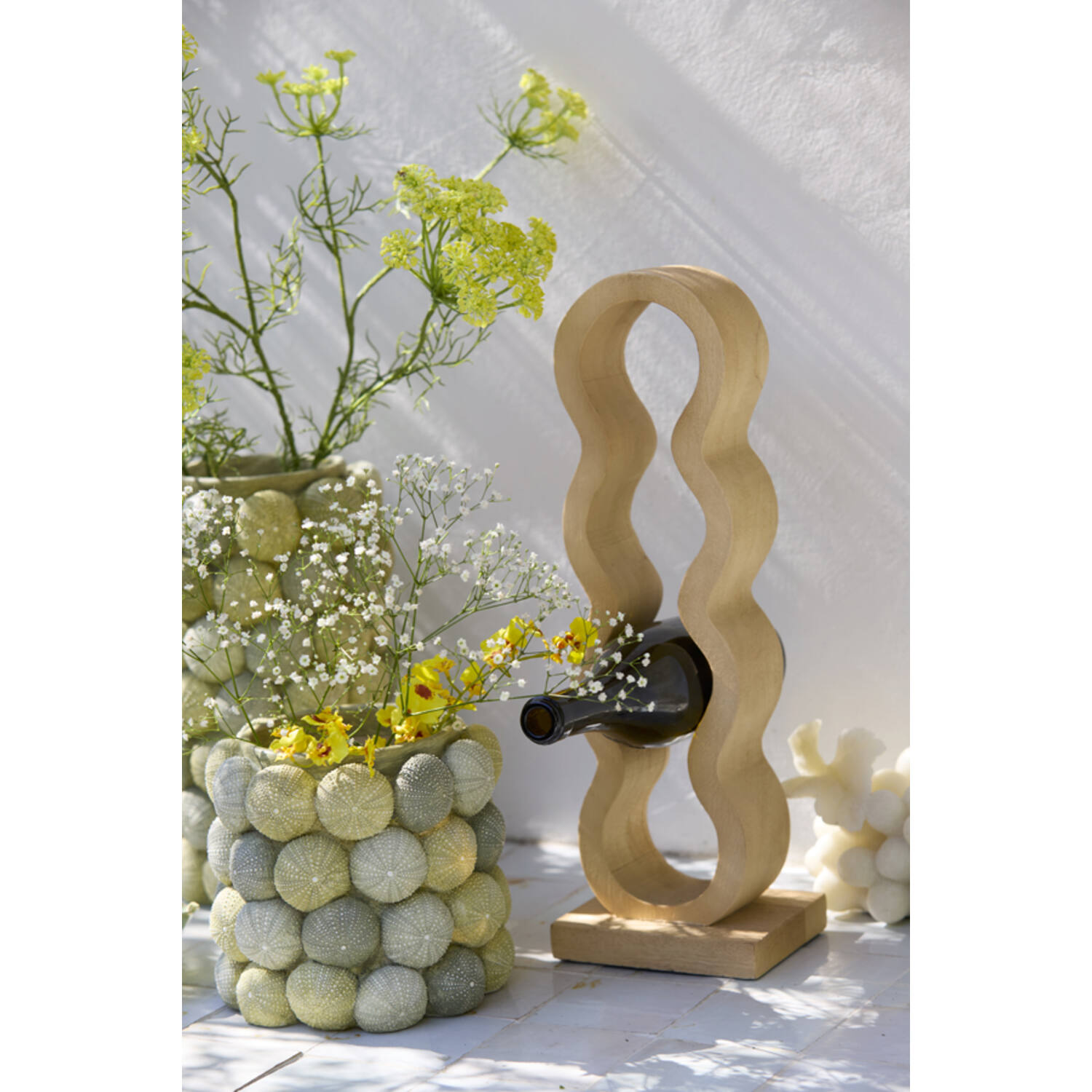 Wine rack 4 bottles 15,5x12,5x47 cm EDOLO wood matt natural