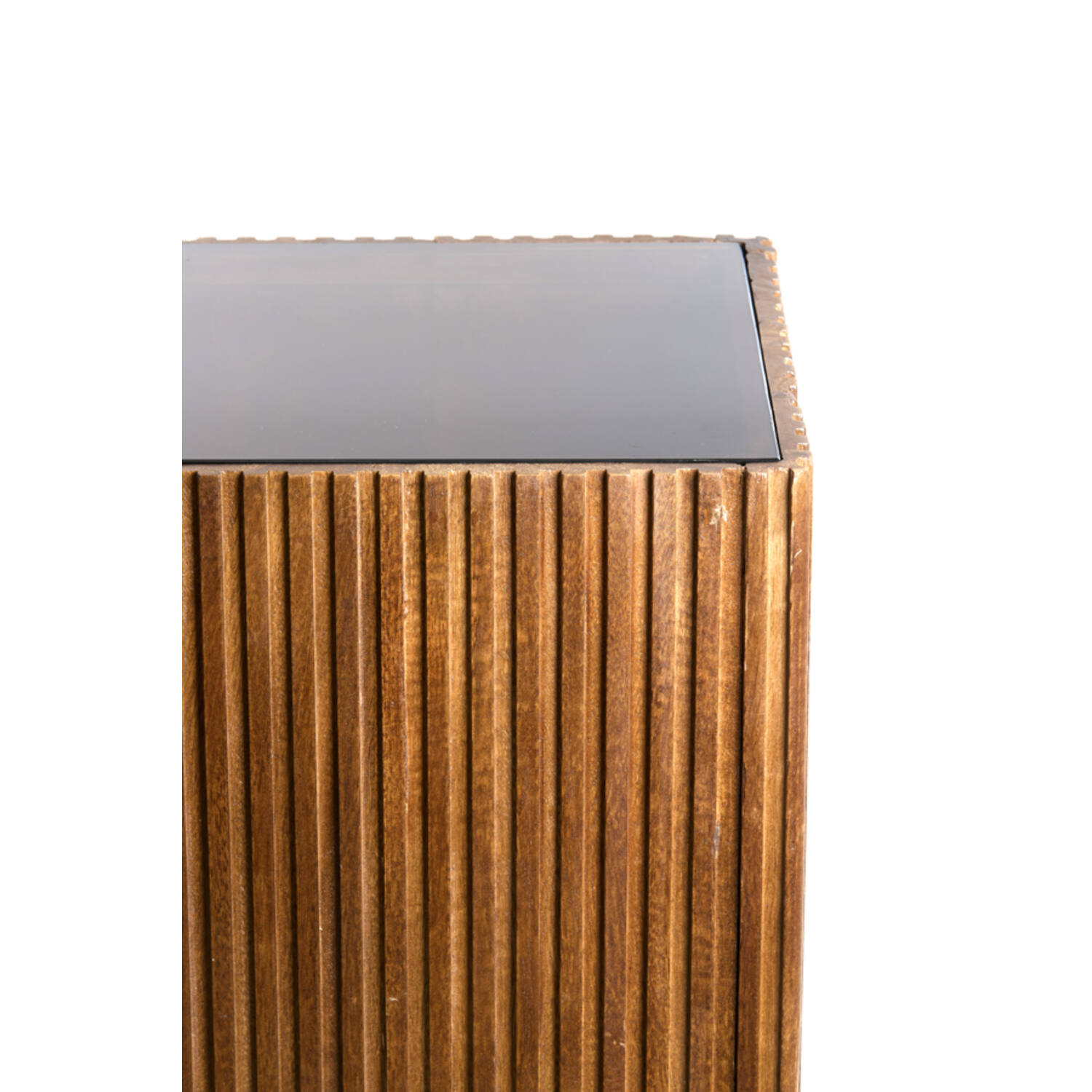 Pillar 35x35x80 cm GATURA wood dark brown+glass brown