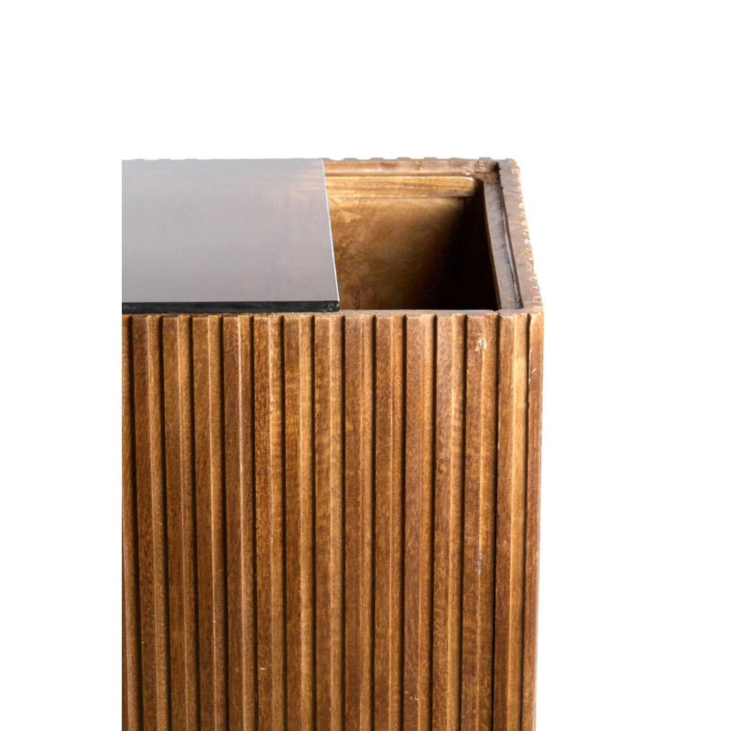 Pillar 35x35x80 cm GATURA wood dark brown+glass brown
