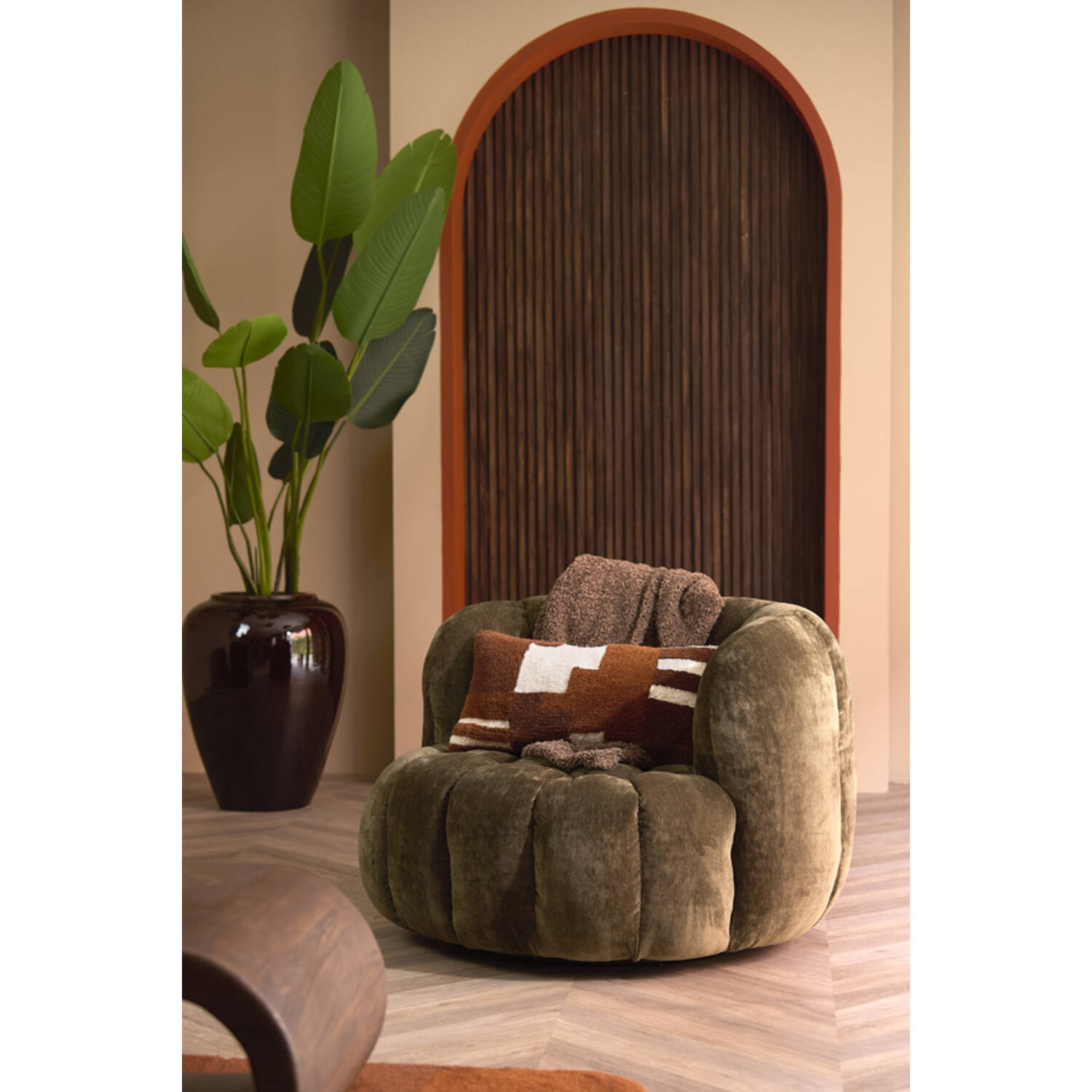 Stoel 100x98x72 cm AMARA velvet olijf groen