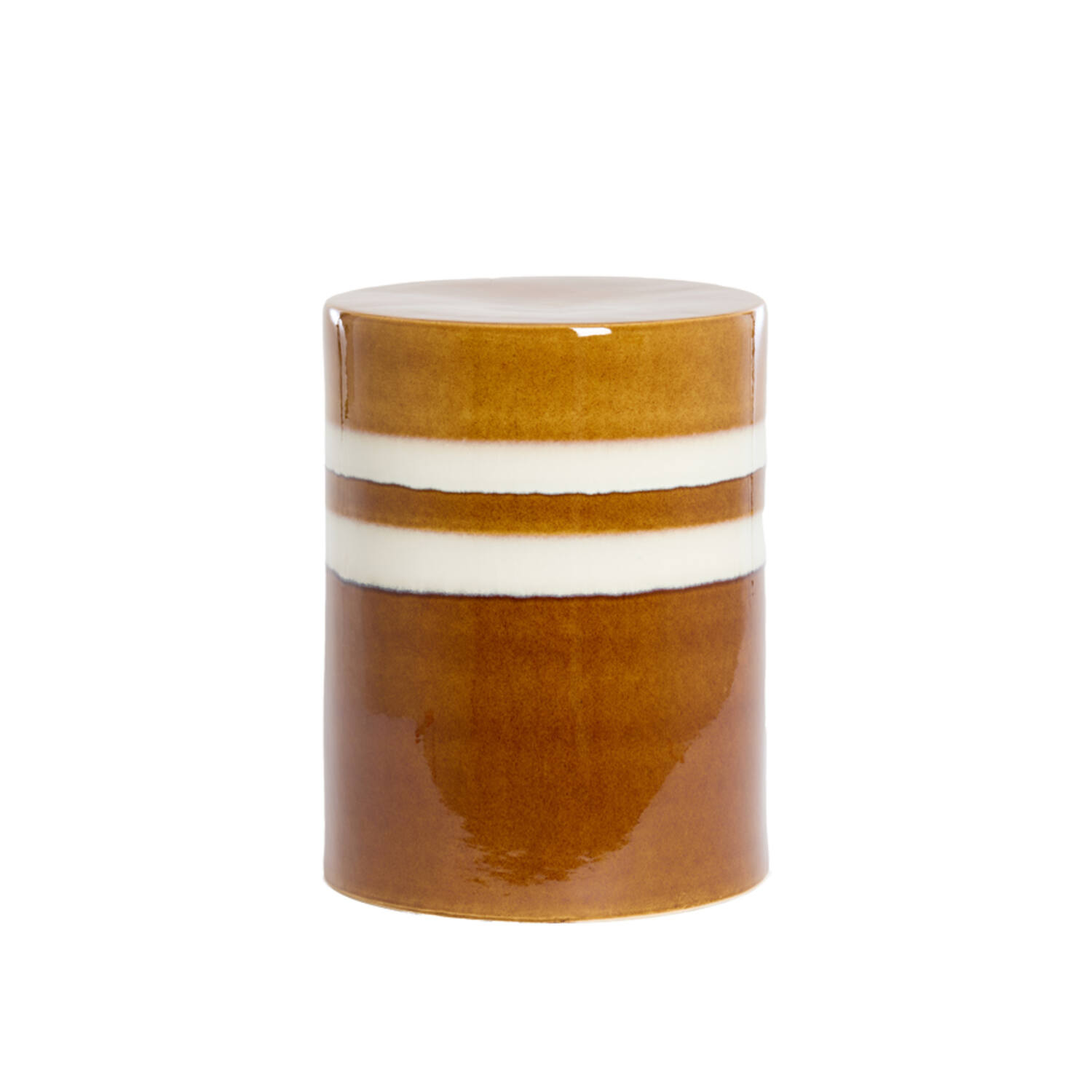 Bijzettafel Ø33x44 cm MOOCA keramiek cognac-wit