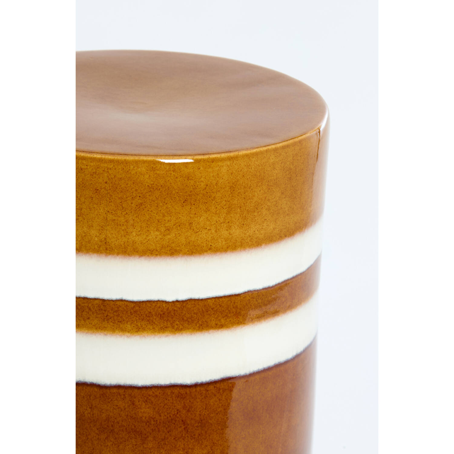 Bijzettafel Ø33x44 cm MOOCA keramiek cognac-wit