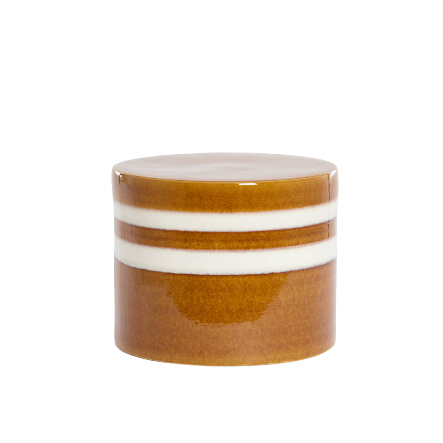 Bijzettafel Ø42x34 cm MOOCA keramiek cognac-wit
