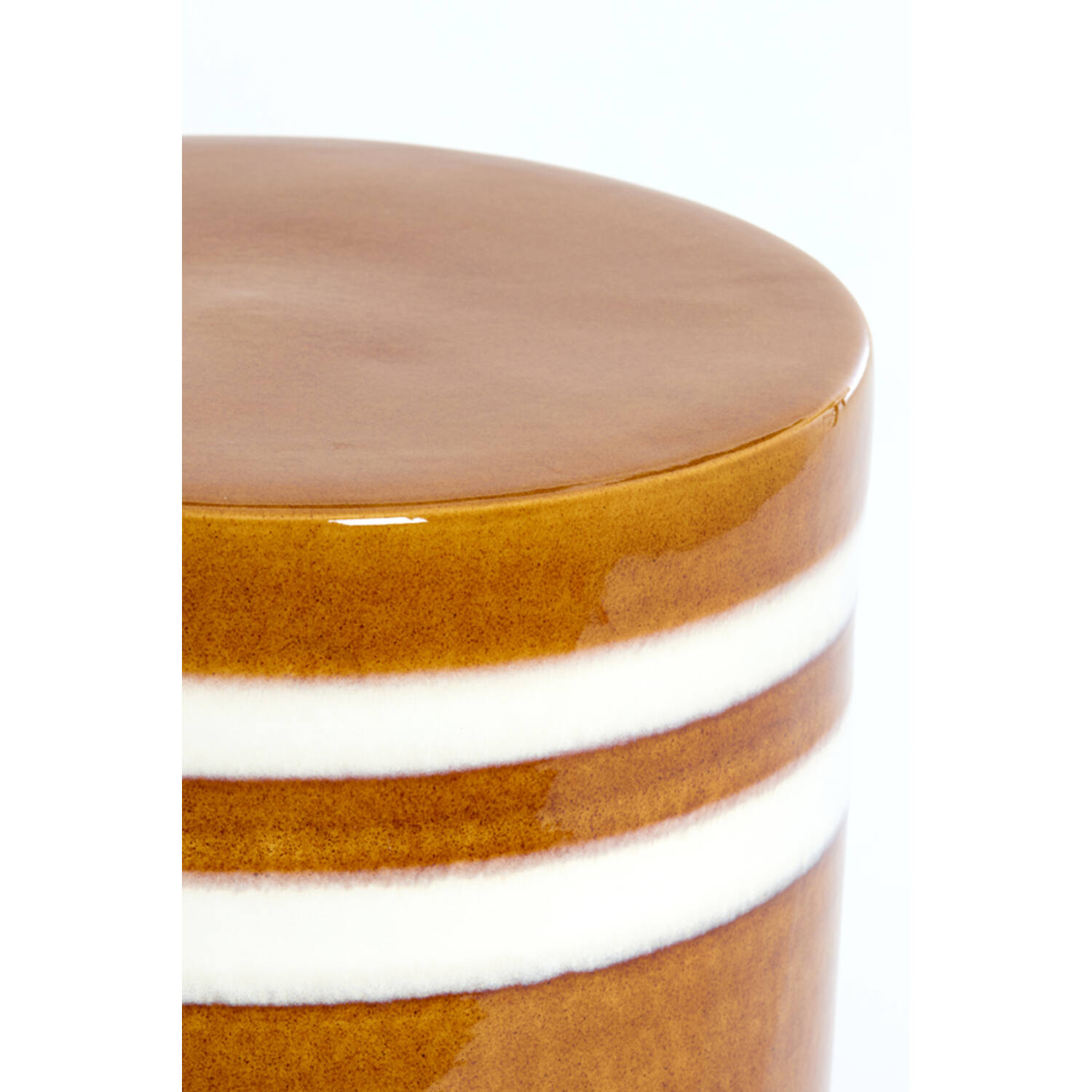 Bijzettafel Ø42x34 cm MOOCA keramiek cognac-wit