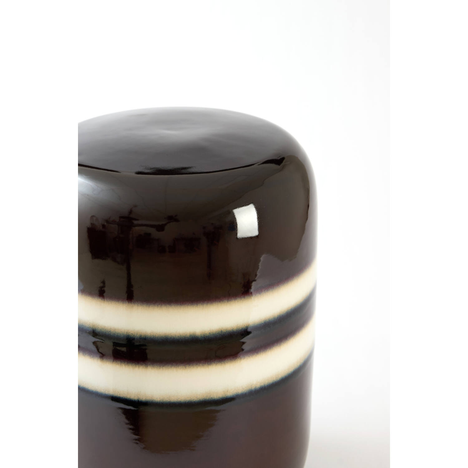 Side table Ø34x46,5 cm FRANCA ceramics dark brown+white