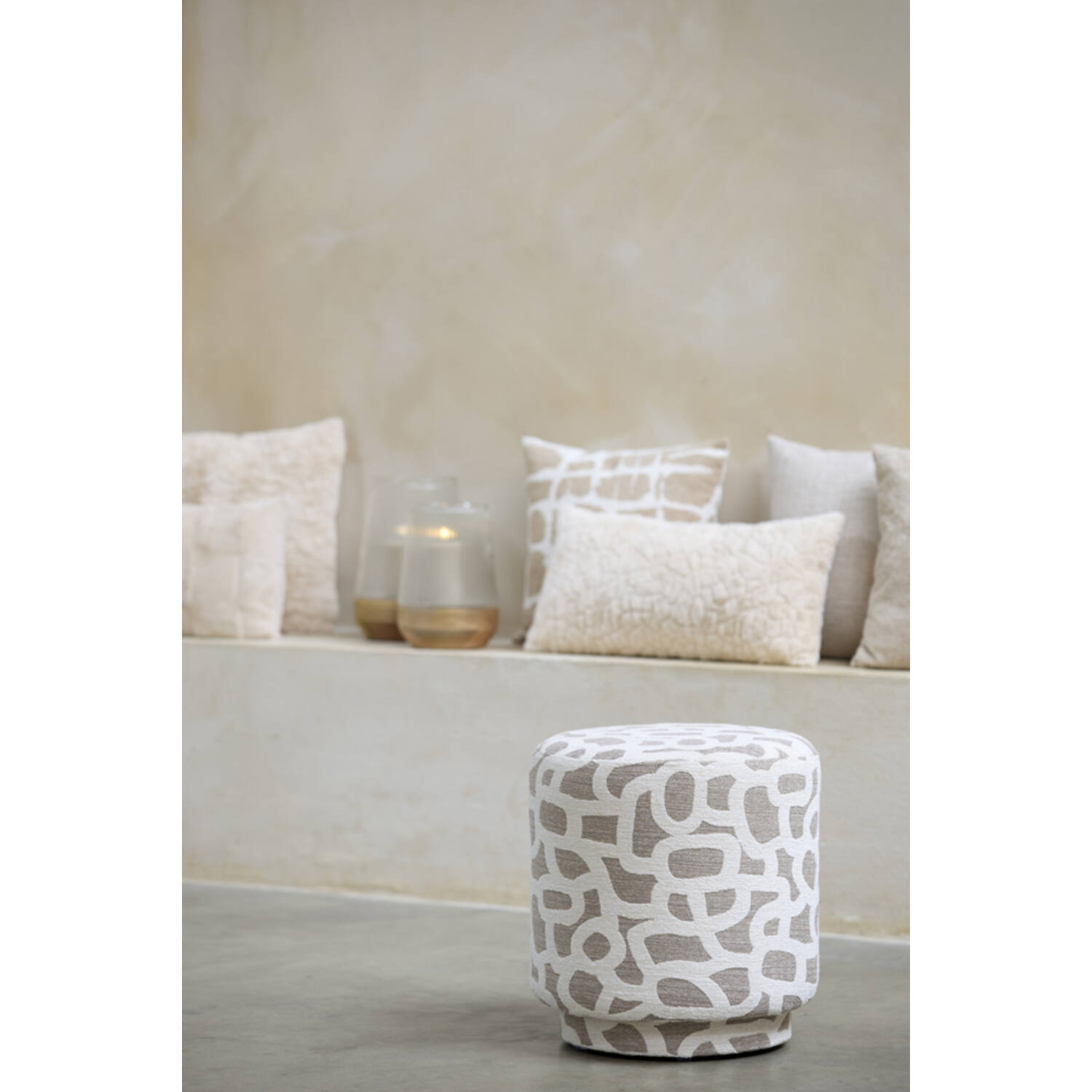 Pouf Ø40x44 cm DAVONTE taupe+beige
