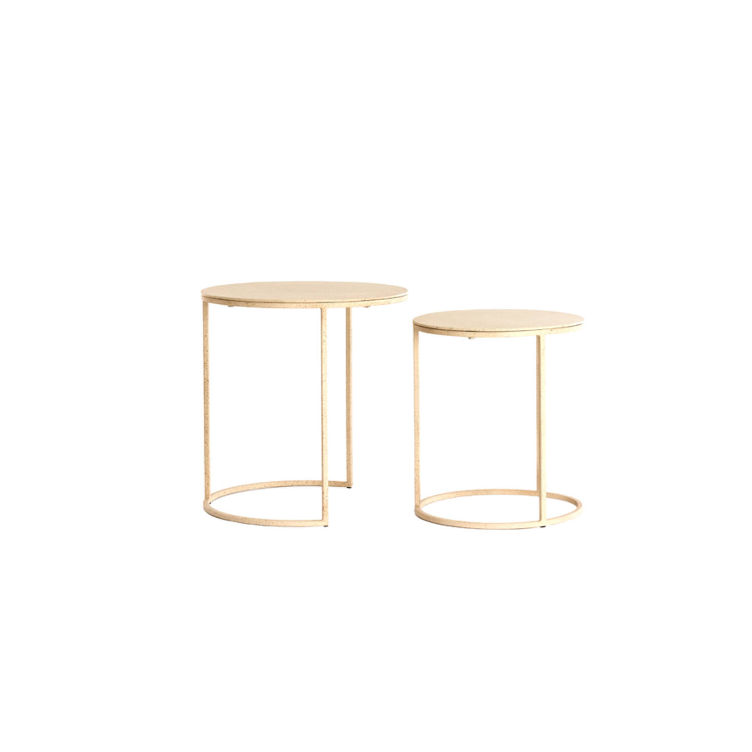 Side table S/2 Ø50x40+Ø52x46 cm SADAR sand+l brown spotted